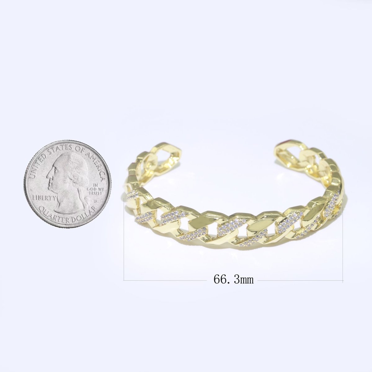 Geometric Curb Icing 24K Gold Filled Cuff Bracelet | WA-066 Clearance Pricing - DLUXCA