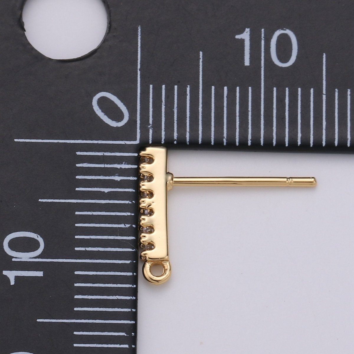 Geometric Ear Stud w/ Open link 2 pcs, 14K gold Filled Earring Nickel free, Cubic zirconia, Earring making post, Jewelry making Supply K-845 - DLUXCA