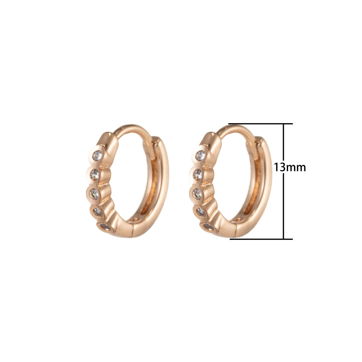 Geometric Earrings, Hexagon Earrings, Geometric Jewelry, Geometric Hoops Earrings Minimalist Micro Pave Huggie Earrings Q-055 - DLUXCA