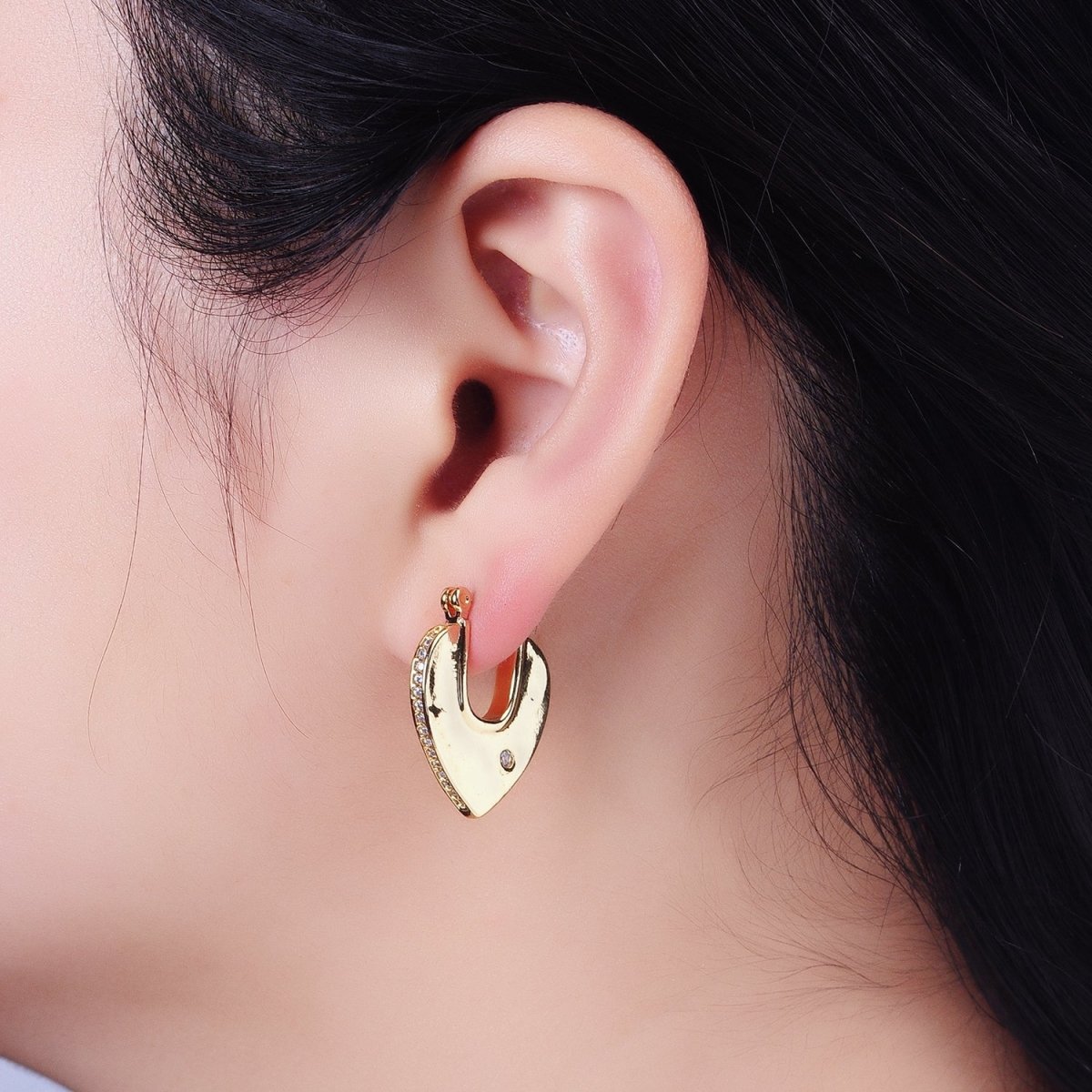 Geometric Hoops Heart Triangle Hoop Earrings Statement Jewelry 14k Gold Filled Earrings AB727 AB728 - DLUXCA