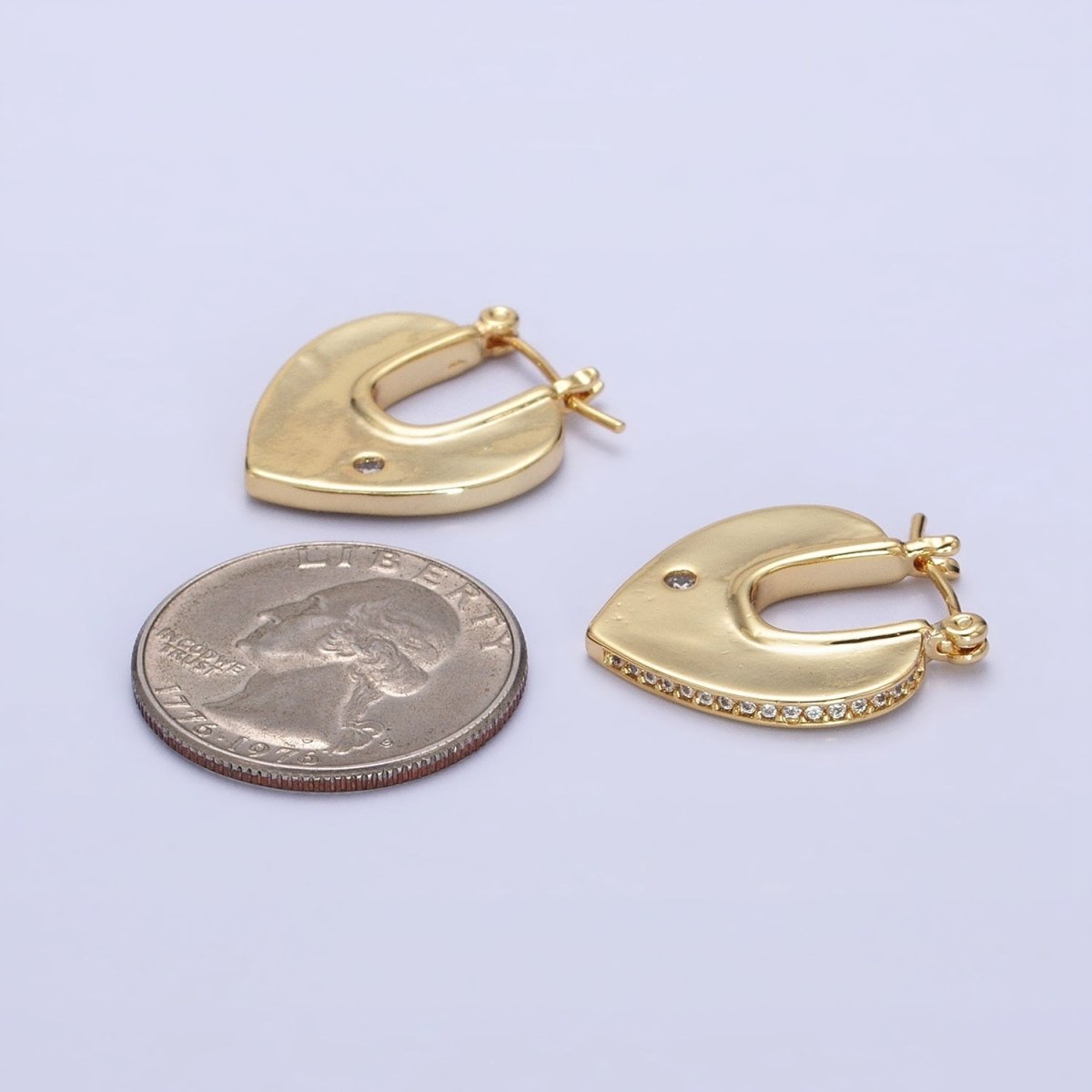 Geometric Hoops Heart Triangle Hoop Earrings Statement Jewelry 14k Gold Filled Earrings AB727 AB728 - DLUXCA