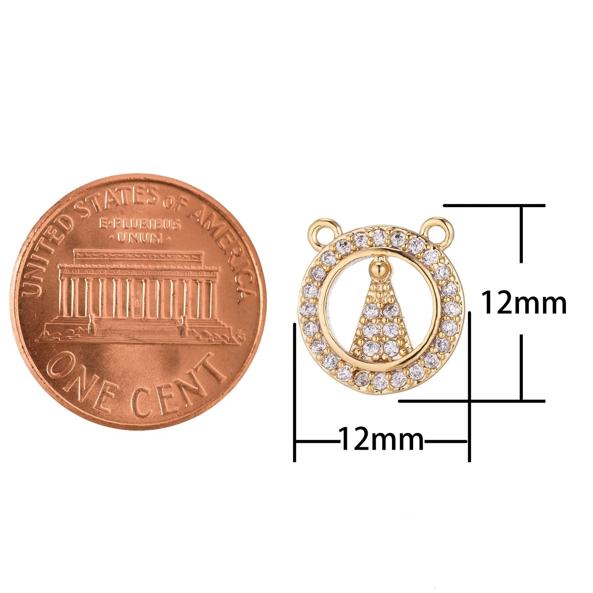 Geometric Round Bracelet Connector, 18K Gold Filled Micro Pave CZ Charm, Dainty Pendant Mountain Triangle Necklace Charm for Jewelry Making F-233 - DLUXCA