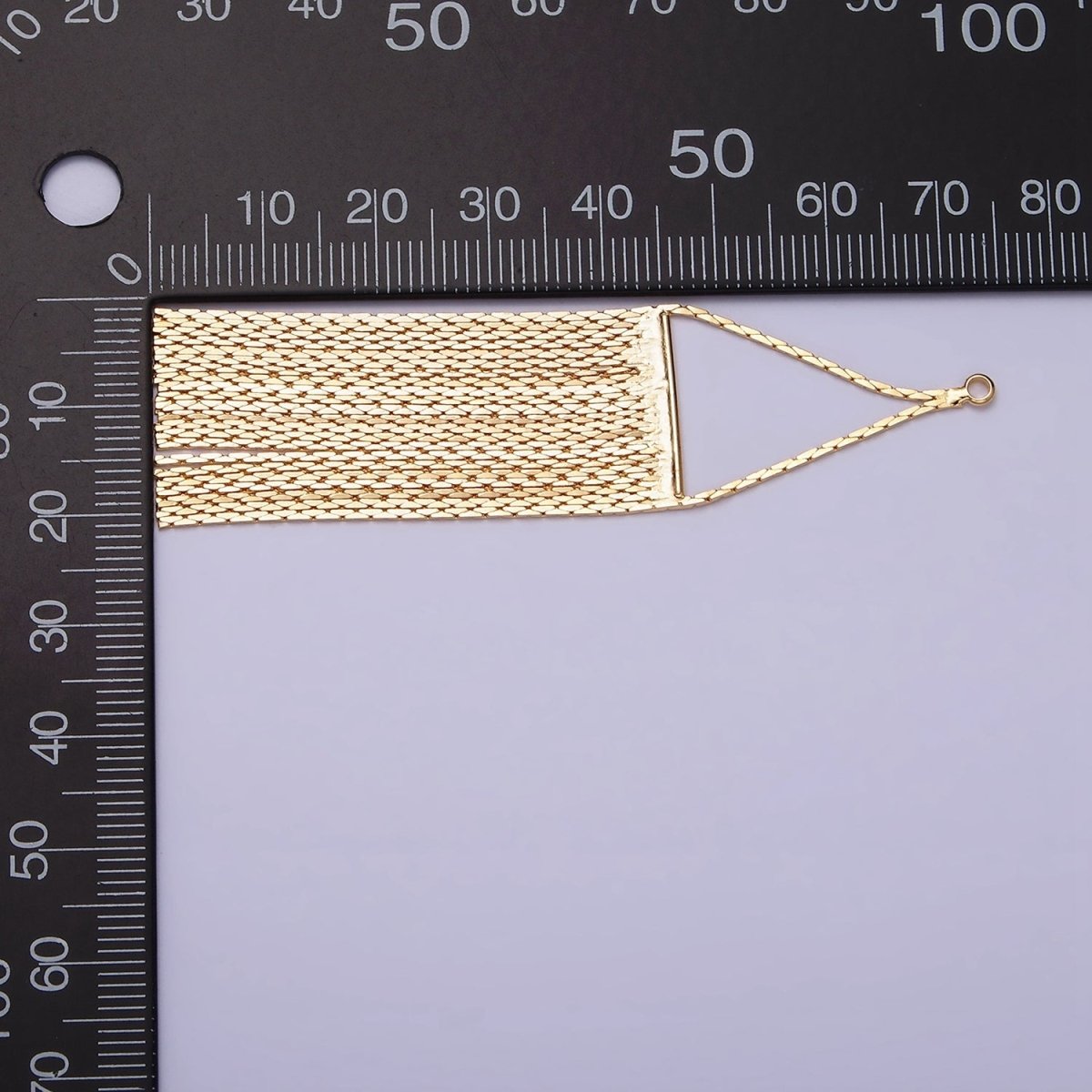 Gold 75mm Multiple Box Chain Rectangular Tassel Charm Jewelry Making Supply | Z932 - DLUXCA