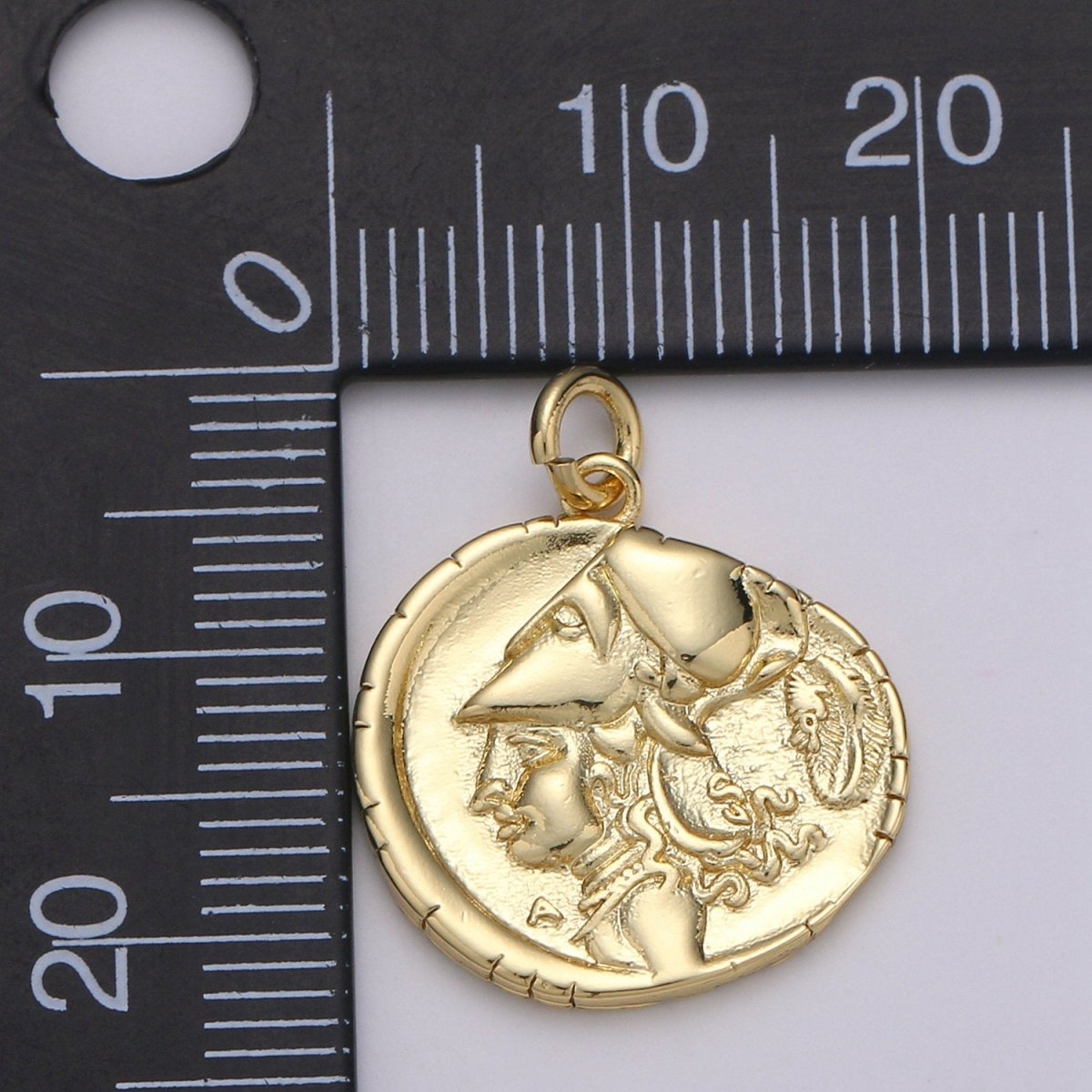 Gold Ancient Roman Rustic Coin Charm Necklace, delicate Layering necklace, Roman Coin Ancient Greek Jewelry good luck amulet gift D-150 - DLUXCA