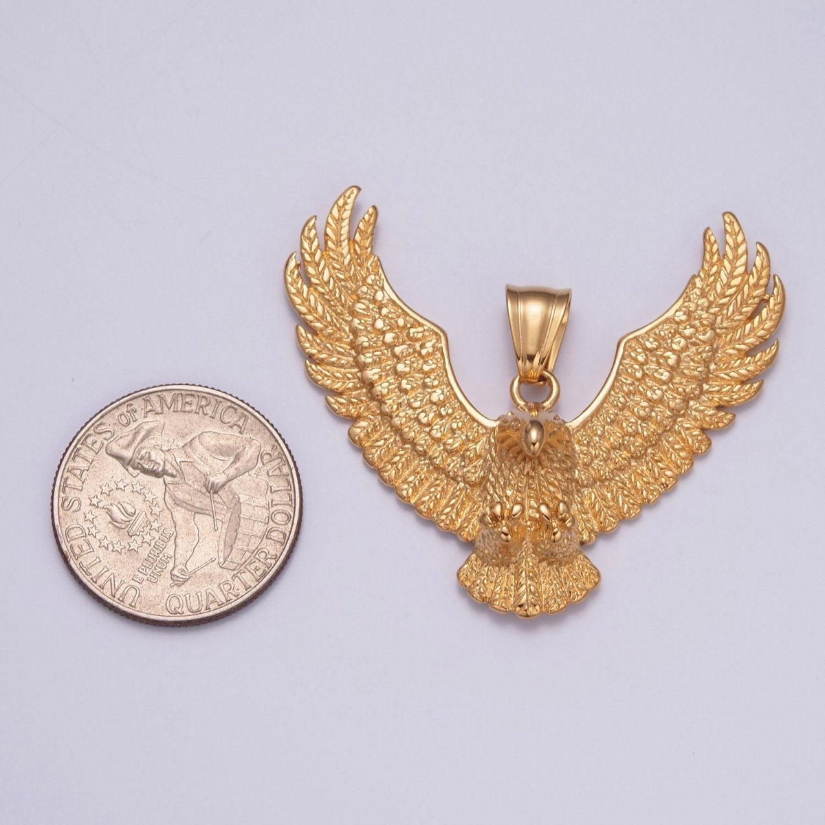 Gold / Antique Silver Eagle Necklace Pendant For Men American Eagle Pendant Men Women Big Bold Eagle Jewelry X-633 X-634 - DLUXCA