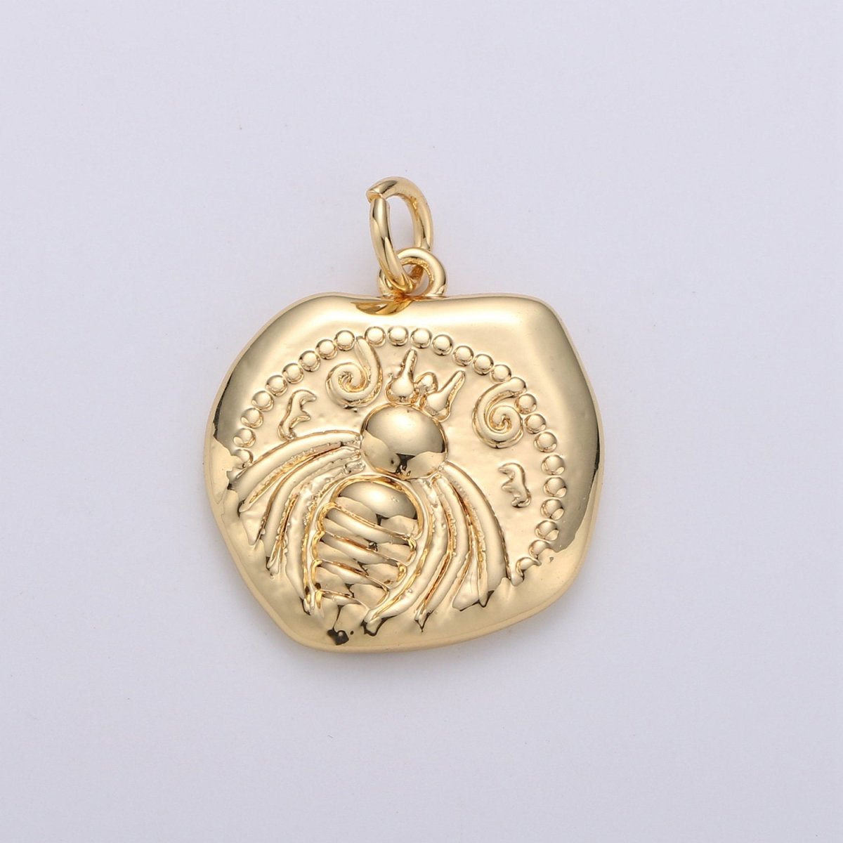Gold Artemis Bee Coin Charm | Ancient Greek Coin Replica Pendant 14k Gold Filled Ephesus Bee Pendant Necklace | Roman Coin Jewelry Supply D-287 D-288 - DLUXCA