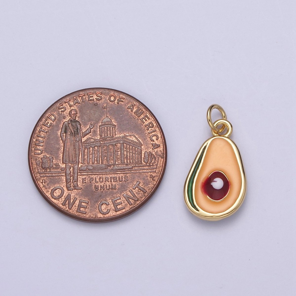 Gold Avocado Pendants Fruit Charm, Tropical Fruit Charm, Enamel Charm N-754 - DLUXCA