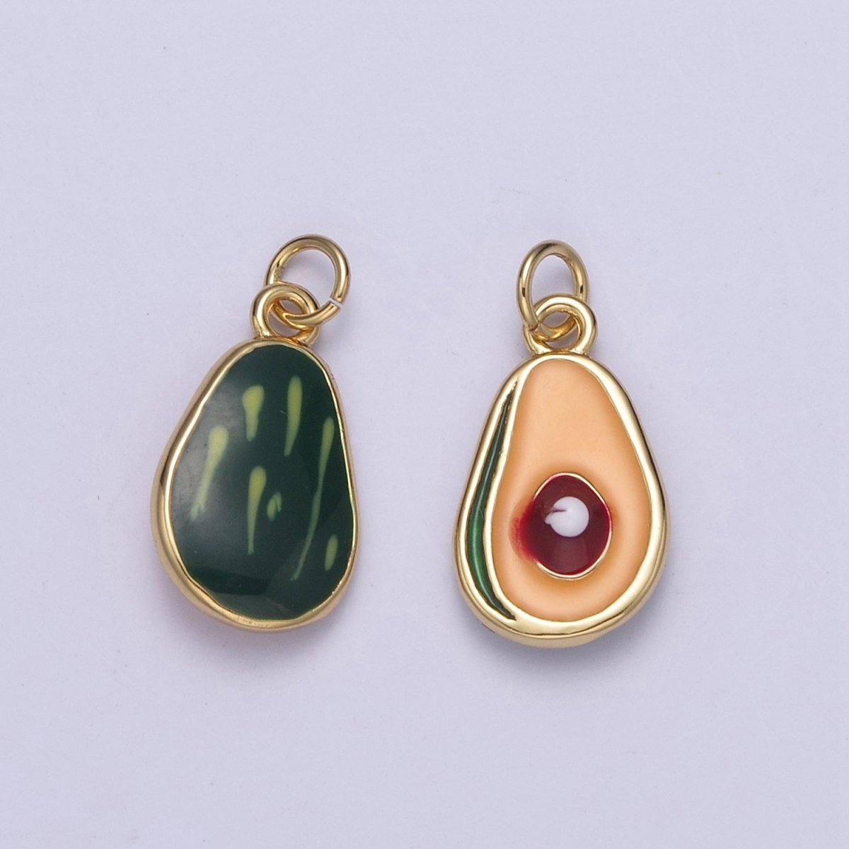 Gold Avocado Pendants Fruit Charm, Tropical Fruit Charm, Enamel Charm N-754 - DLUXCA