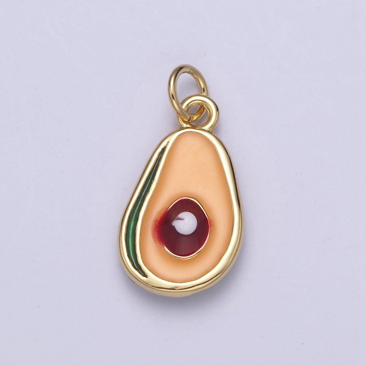 Gold Avocado Pendants Fruit Charm, Tropical Fruit Charm, Enamel Charm N-754 - DLUXCA