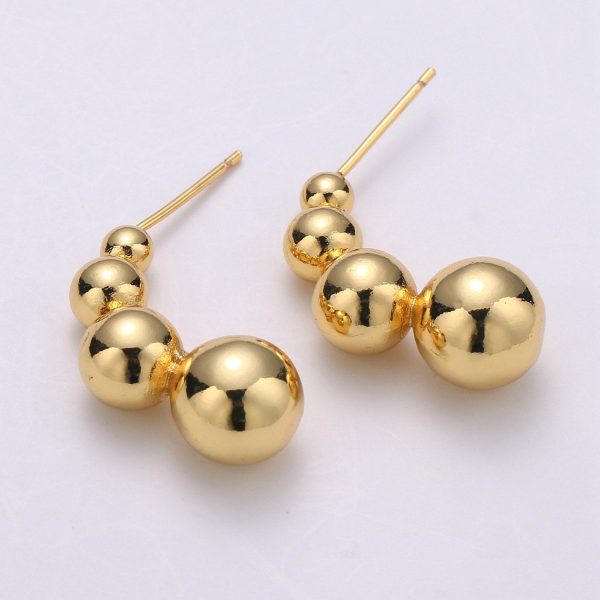 Gold Ball earrings, Geometric stud earrings, Bold earrings, Statement earrings, Dangle studs, gold earrings, minimalist earring Q-202 - DLUXCA