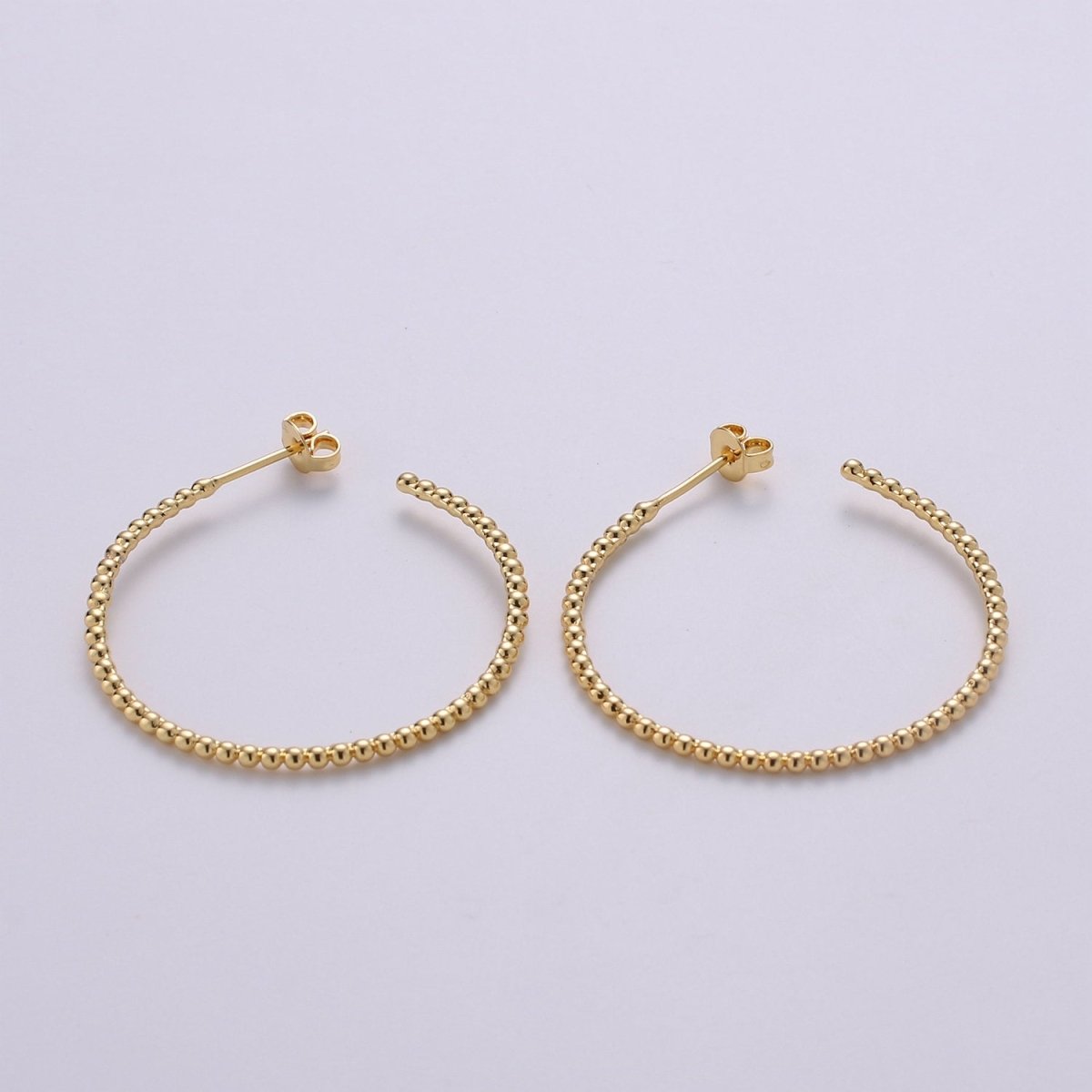 Gold Ball Hoop Earrings, Beaded Hoop Earrings, Boho Hoop Earrings, Gold Ball Hoop Earrings 30mm Silver Hoop Earring Q-198 Q-199 - DLUXCA