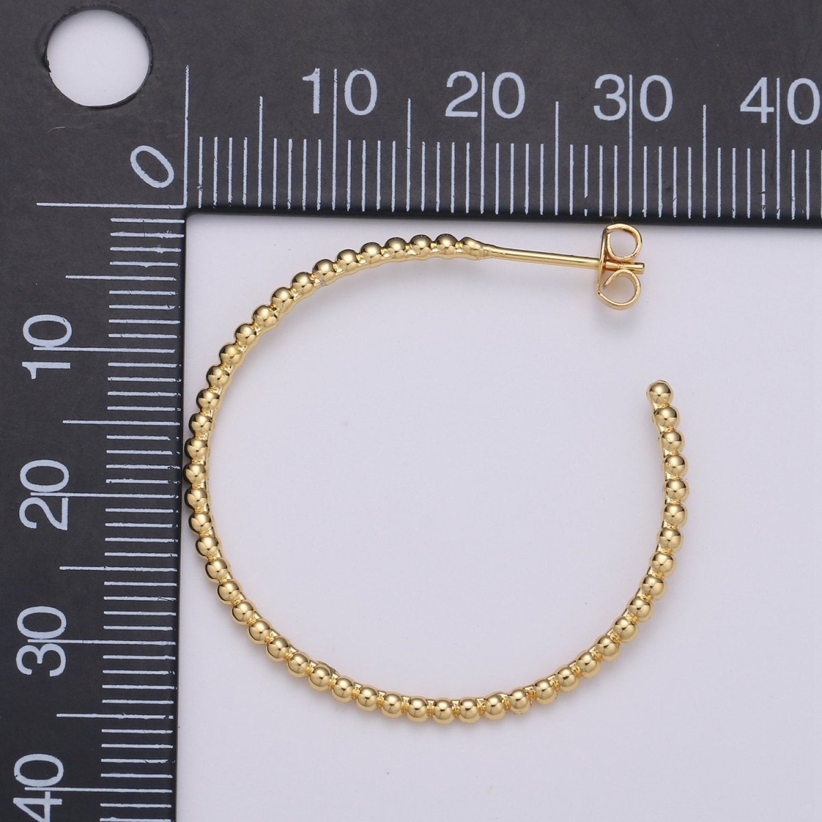 Gold Ball Hoop Earrings, Beaded Hoop Earrings, Boho Hoop Earrings, Gold Ball Hoop Earrings 30mm Silver Hoop Earring Q-198 Q-199 - DLUXCA