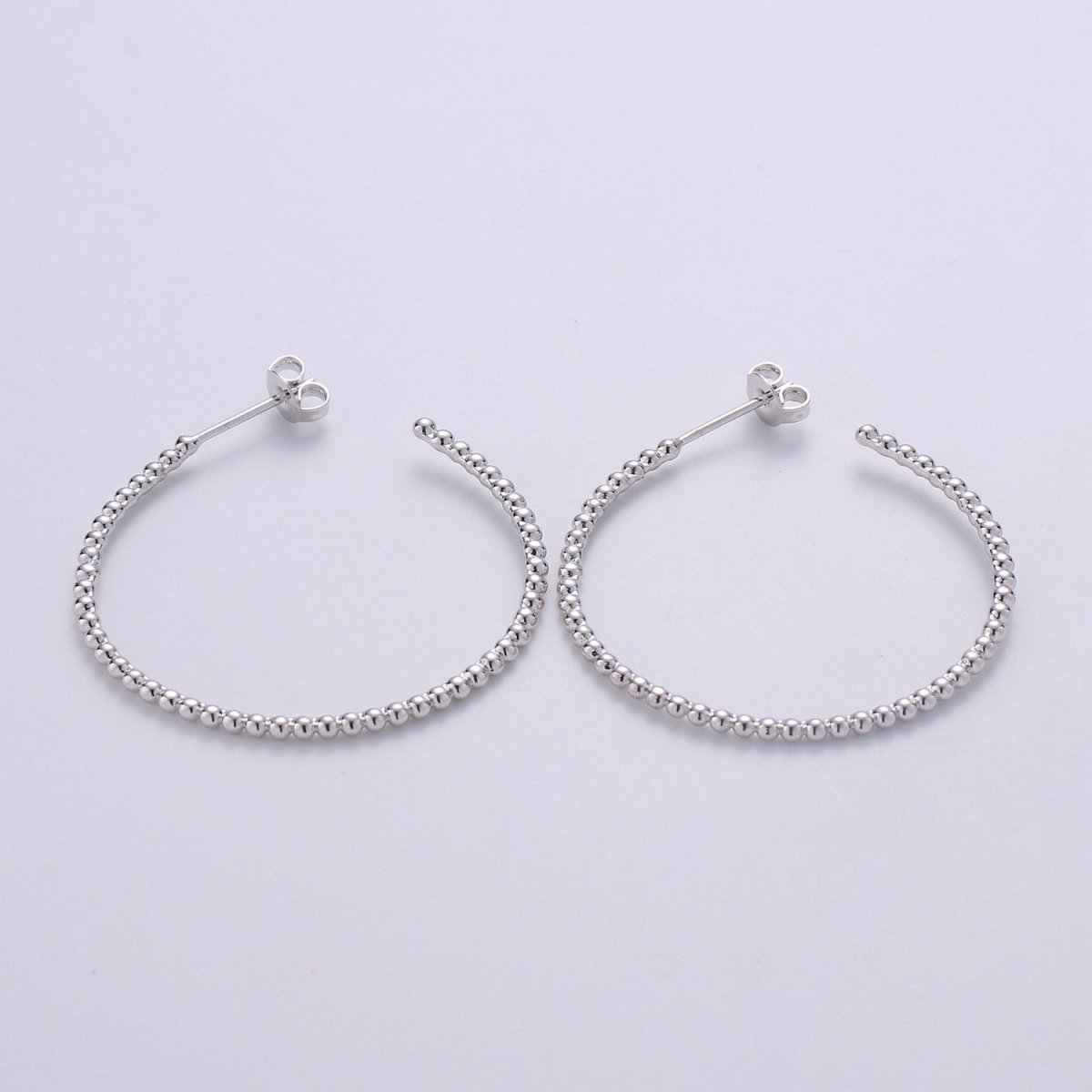 Gold Ball Hoop Earrings, Beaded Hoop Earrings, Boho Hoop Earrings, Gold Ball Hoop Earrings 30mm Silver Hoop Earring Q-198 Q-199 - DLUXCA