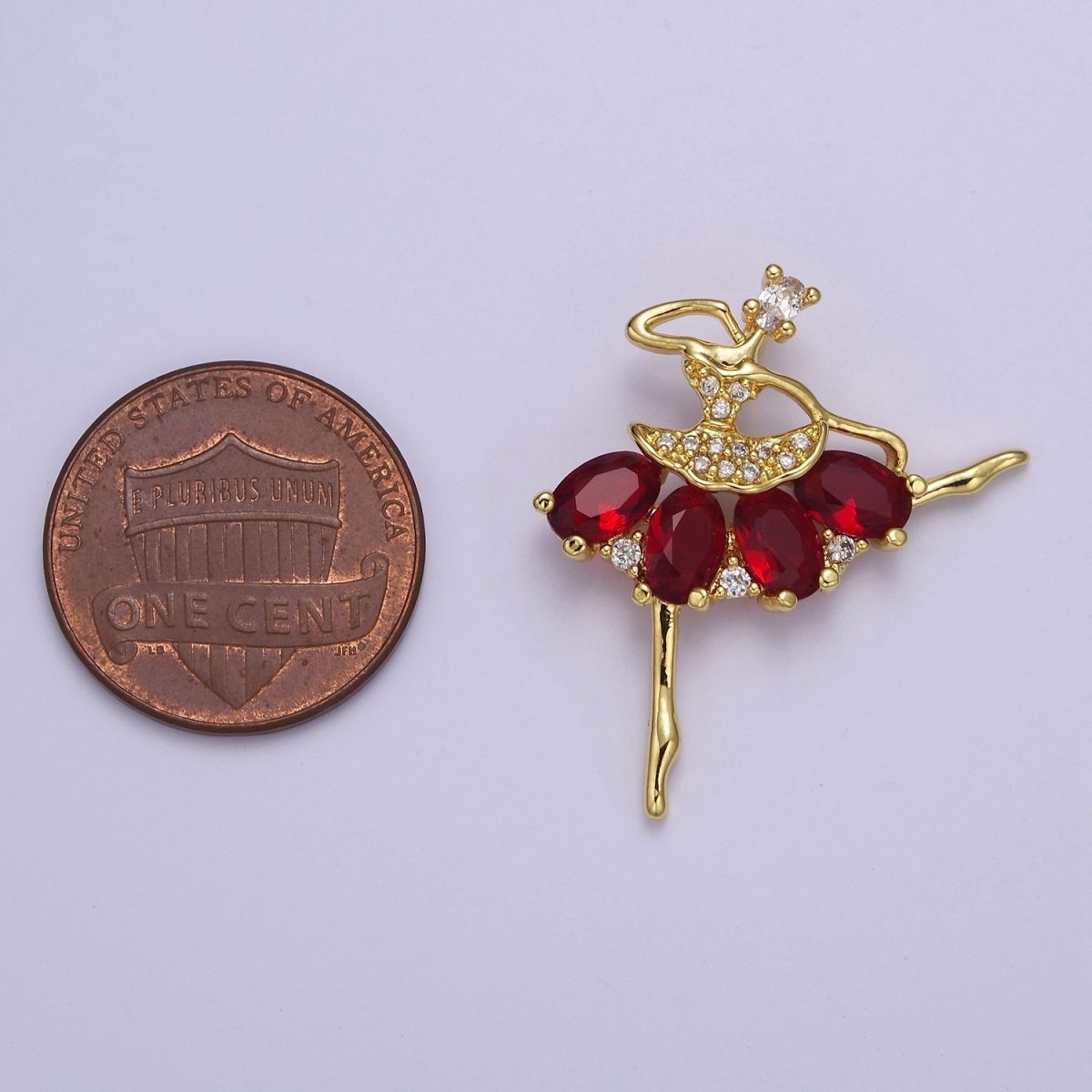 Gold Ballerina Dancer with Tutu Cubic Zirconia, Dancer Ballet Pendant Charm For Jewelry Necklace Making J-550 J-551 J-559 J-560 - DLUXCA