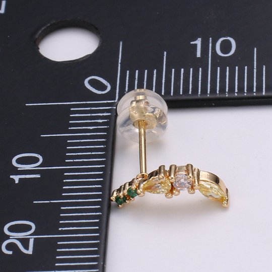 Gold Banana Stud Earring, Crystal Banana Studs, Banana Fruit Earring, Minimalist Earring, Dainty Earrings for Girls, Gift P-019 - DLUXCA