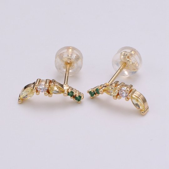 Gold Banana Stud Earring, Crystal Banana Studs, Banana Fruit Earring, Minimalist Earring, Dainty Earrings for Girls, Gift P-019 - DLUXCA