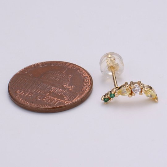 Gold Banana Stud Earring, Crystal Banana Studs, Banana Fruit Earring, Minimalist Earring, Dainty Earrings for Girls, Gift P-019 - DLUXCA