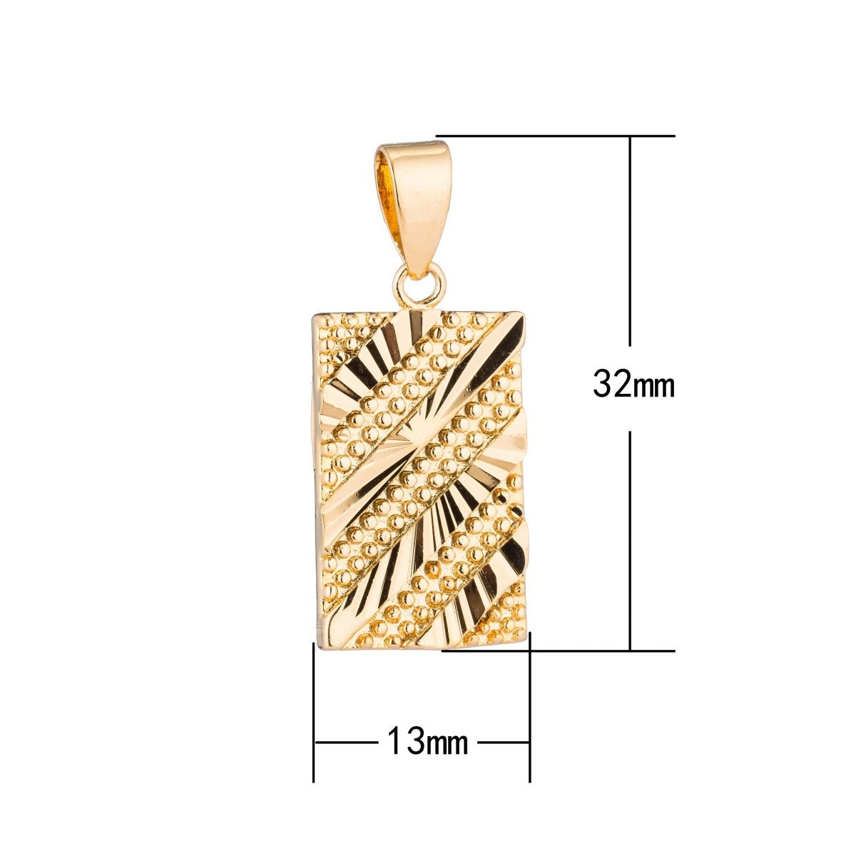 Gold Bar, Golden Frame, Stripped, Textured, Dangle, Women, DIY, Craft Gift Necklace Pendant Charm Bead Bails Findings for Jewelry Making H-206 - DLUXCA