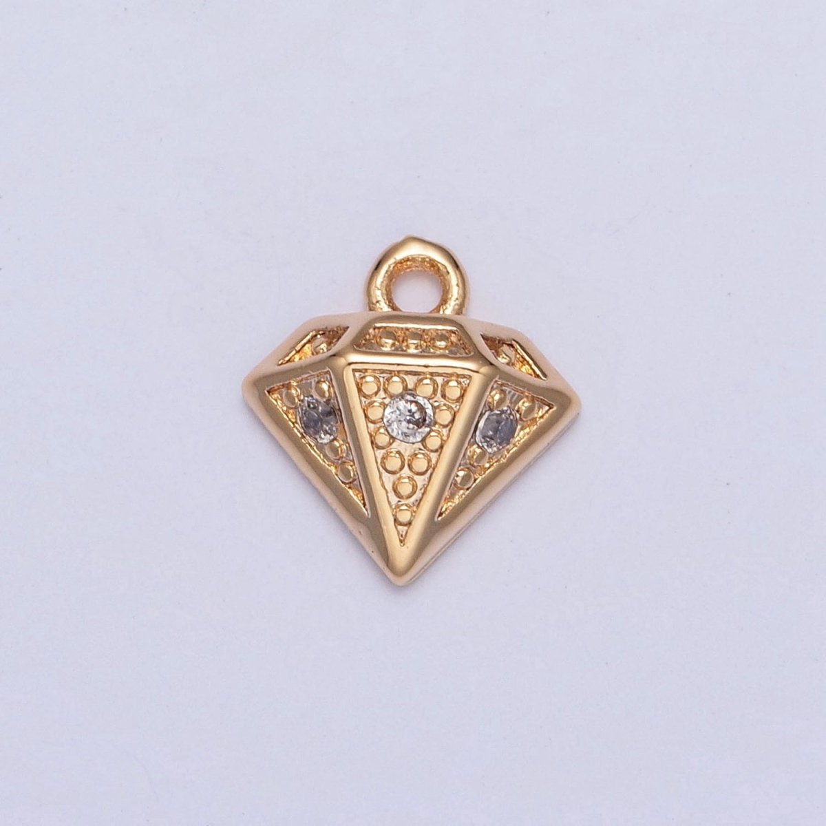 Gold Beaded Diamond Cubic Zirconia Stones Charm For DIY Jewelry Making | X-221 - DLUXCA