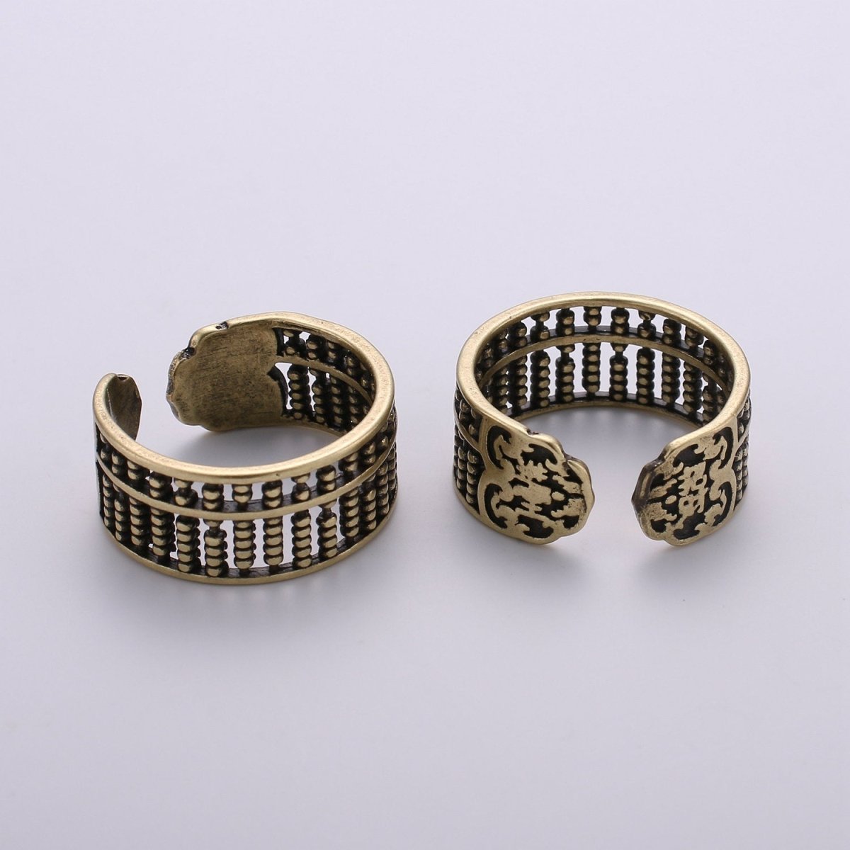 Gold Beaded Ring, Statement Ring, Chunky Dome Ring, Stackable Ring Thick Gold Ring Antique Gold Ring adjustable ring, R-013 R-014 - DLUXCA