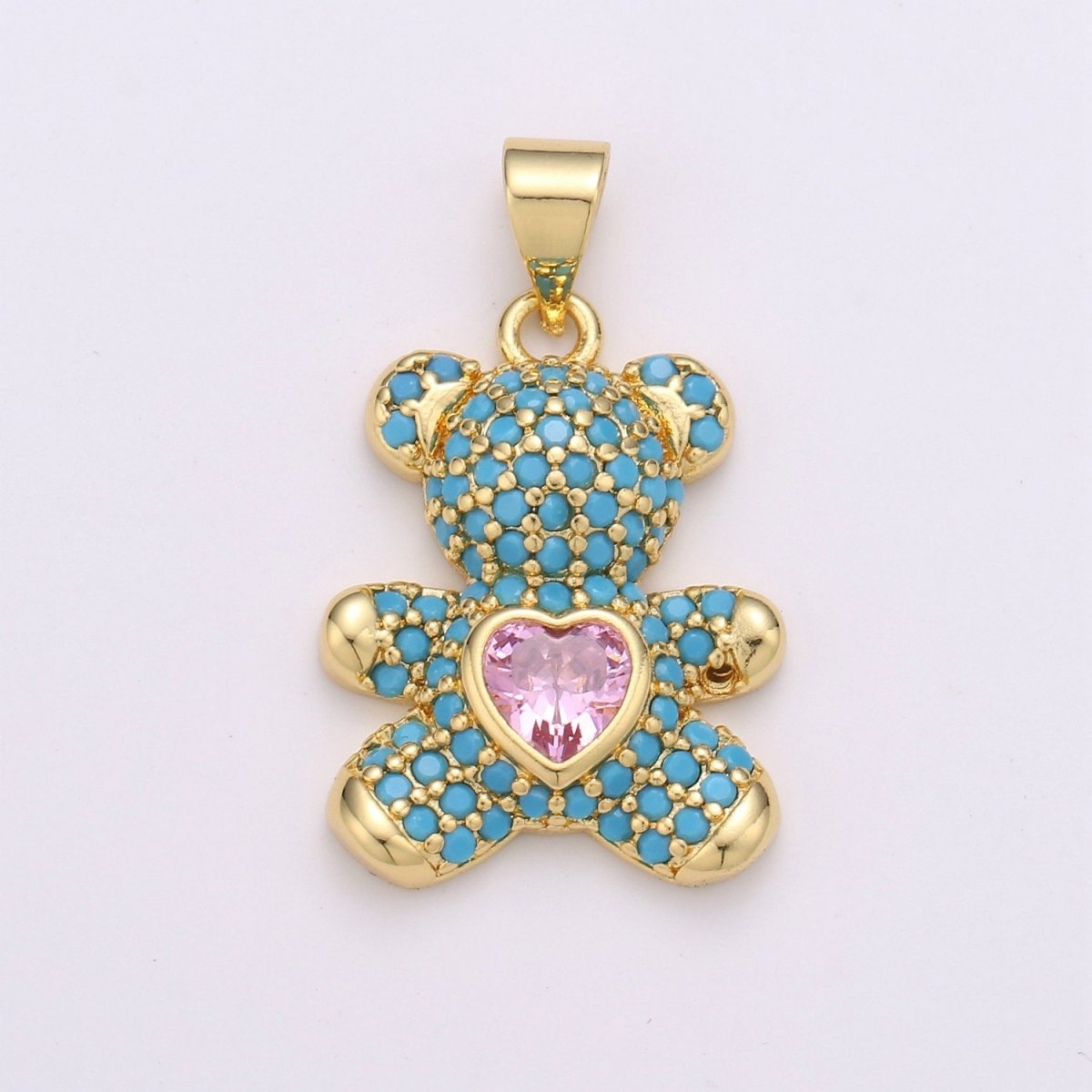 Gold Bear Charm Teddy Bear Charm Necklace Pendant / Keychain / Earrings / Kids Crafts I-779 - DLUXCA