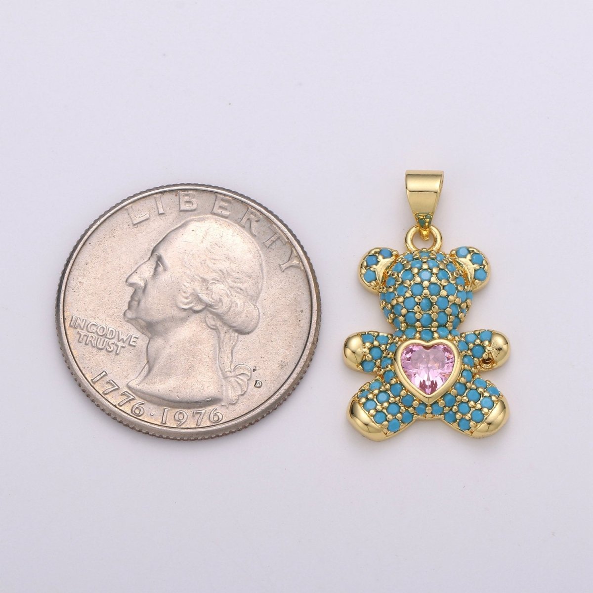 Gold Bear Charm Teddy Bear Charm Necklace Pendant / Keychain / Earrings / Kids Crafts I-779 - DLUXCA