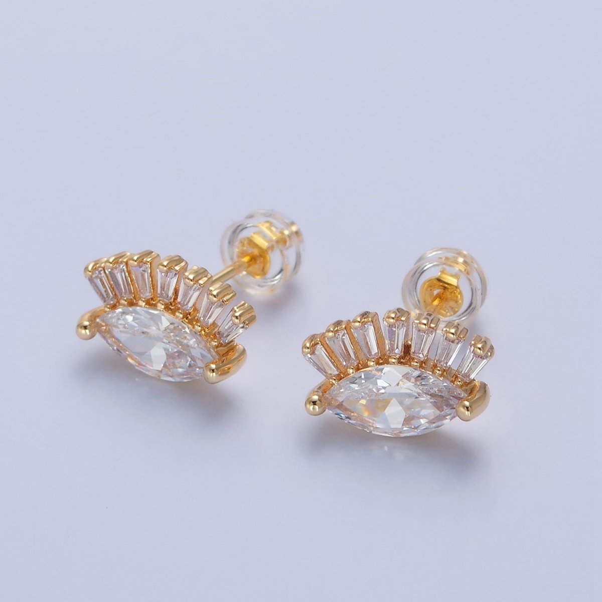 Gold Big Eye Stud Earring T-473 - DLUXCA