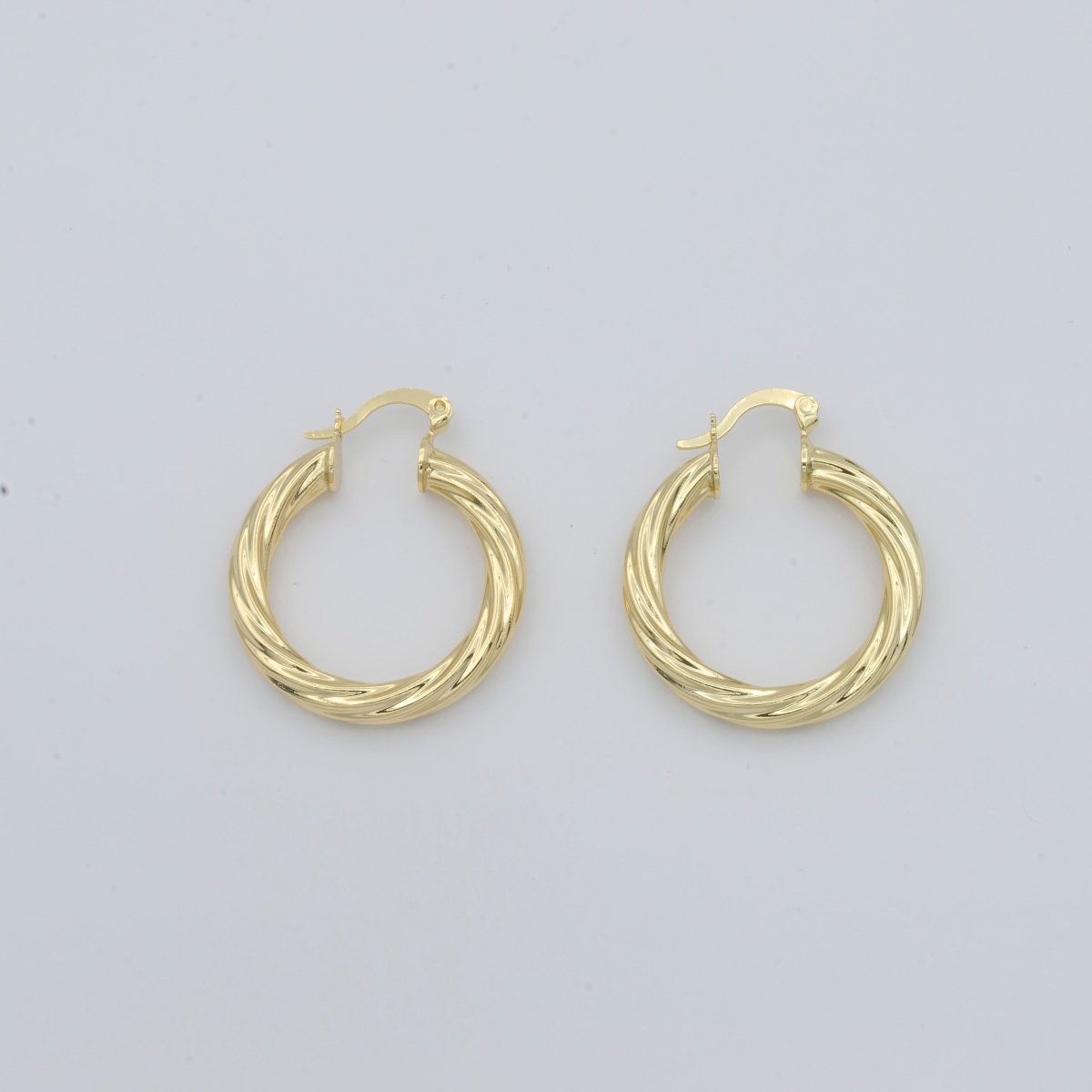 Gold Braided Round Huggies Earrings, Plain Gold Filled Mini Geometric Formal/Casual Wear Earring Jewelry P-125 P-126 P-127 - DLUXCA