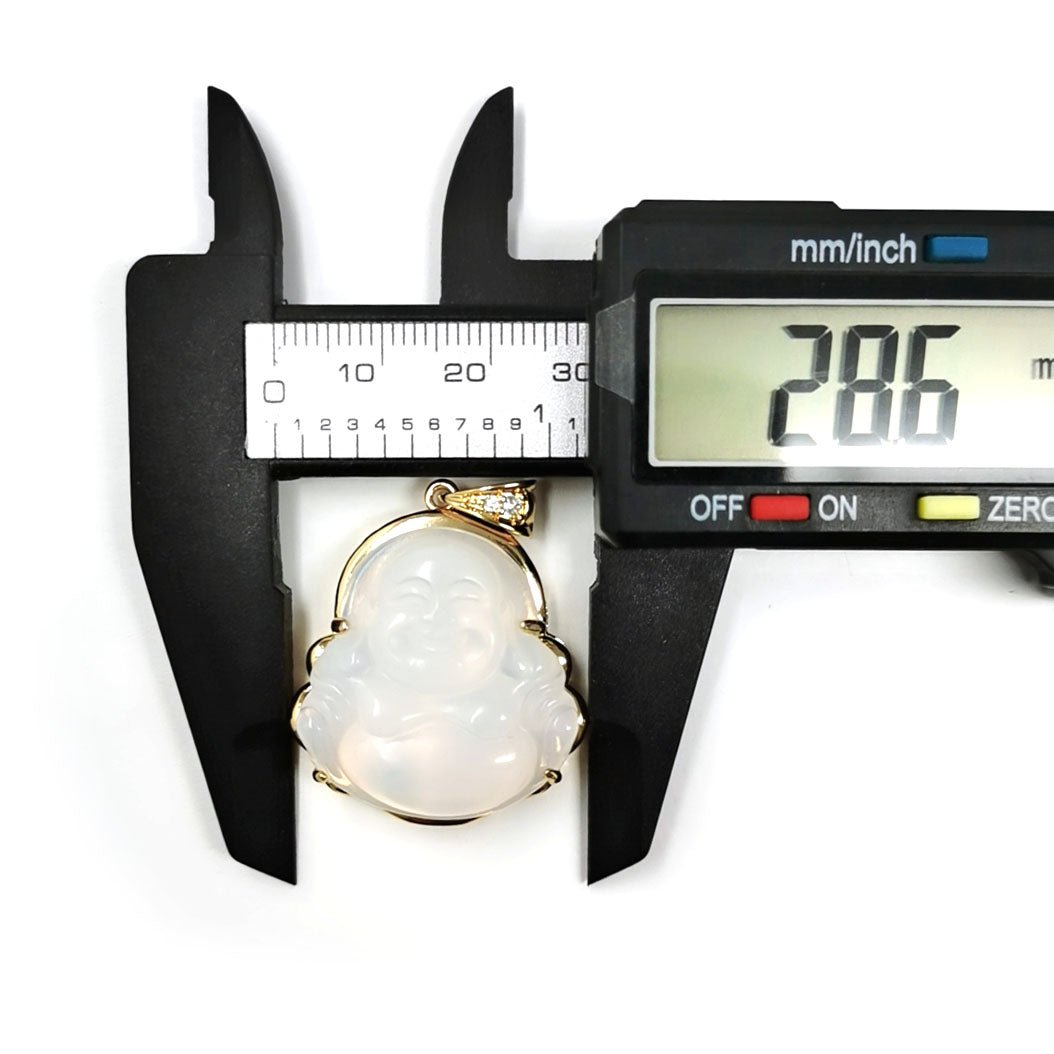 Gold Buddha Pendant White Natural Stone Buddha Jade Gold Filled Pendants O-171 - DLUXCA