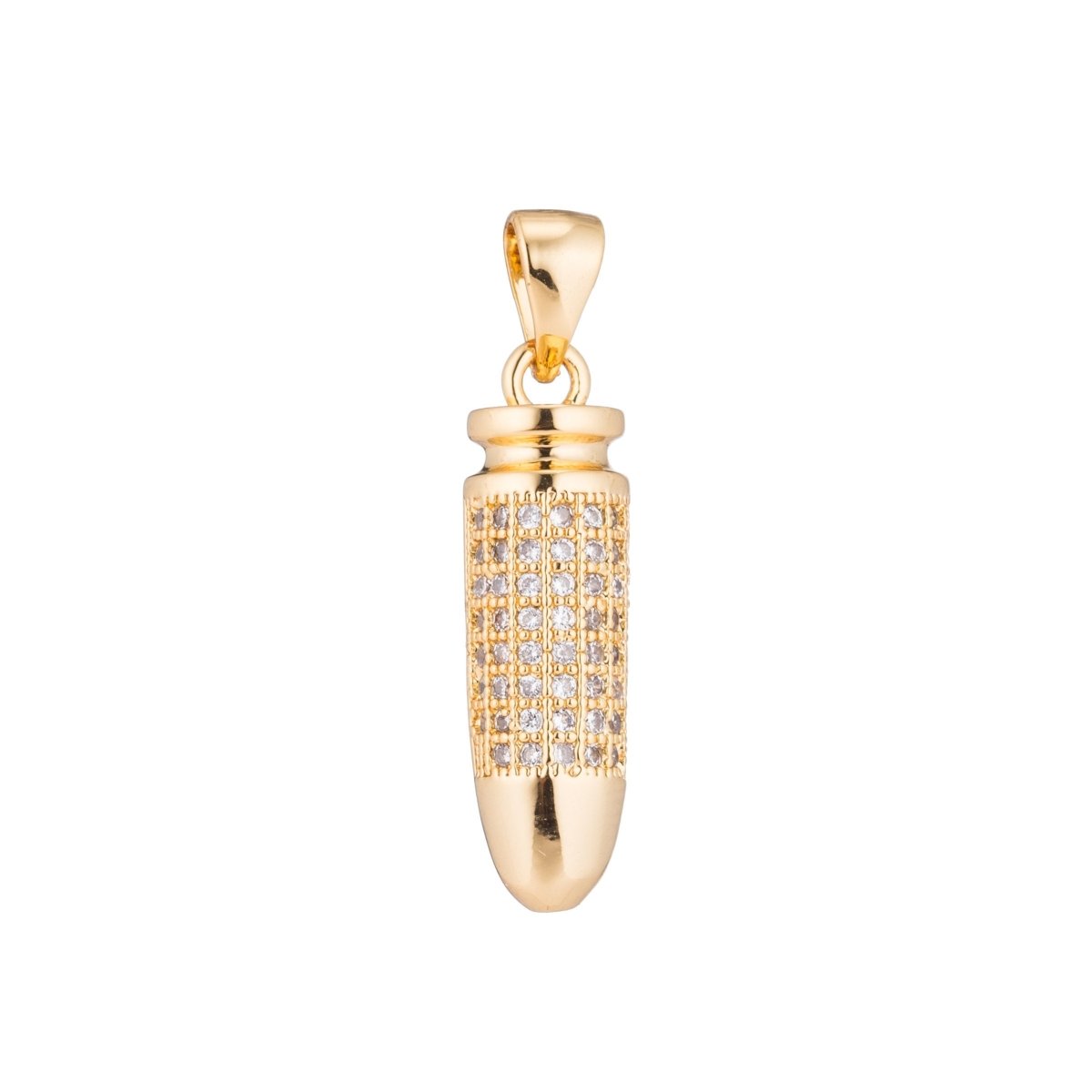 Gold Bullet Gun Pistol Ammo Weapon Hunting Security Craft Cubic Zirconia Necklace Pendant Charm Bead Bails Findings for Jewelry Making H-344 - DLUXCA
