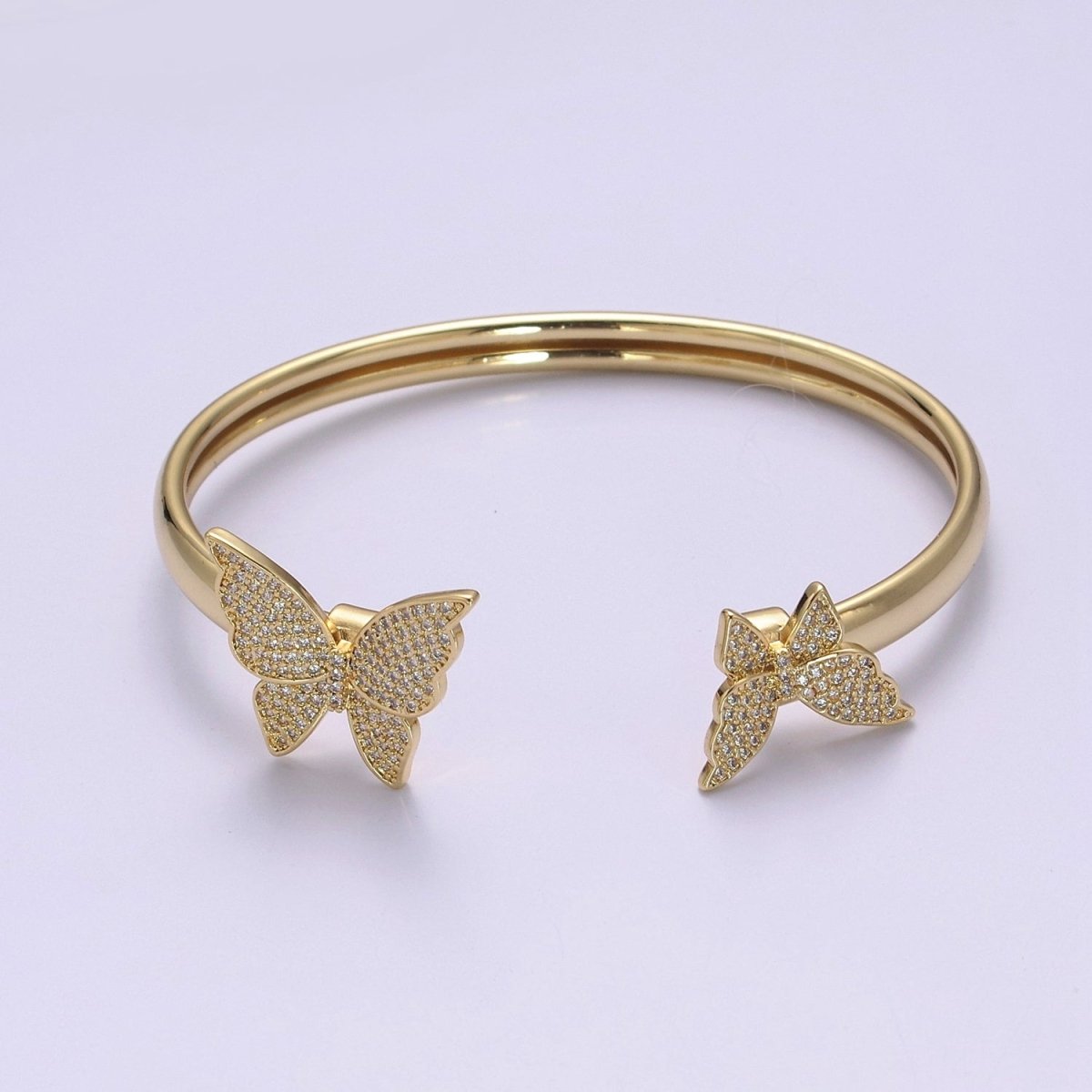 Gold Butterfly Bangle Bracelet Open Bracelet for Stackable Jewelry | WA-857 Clearance Pricing - DLUXCA