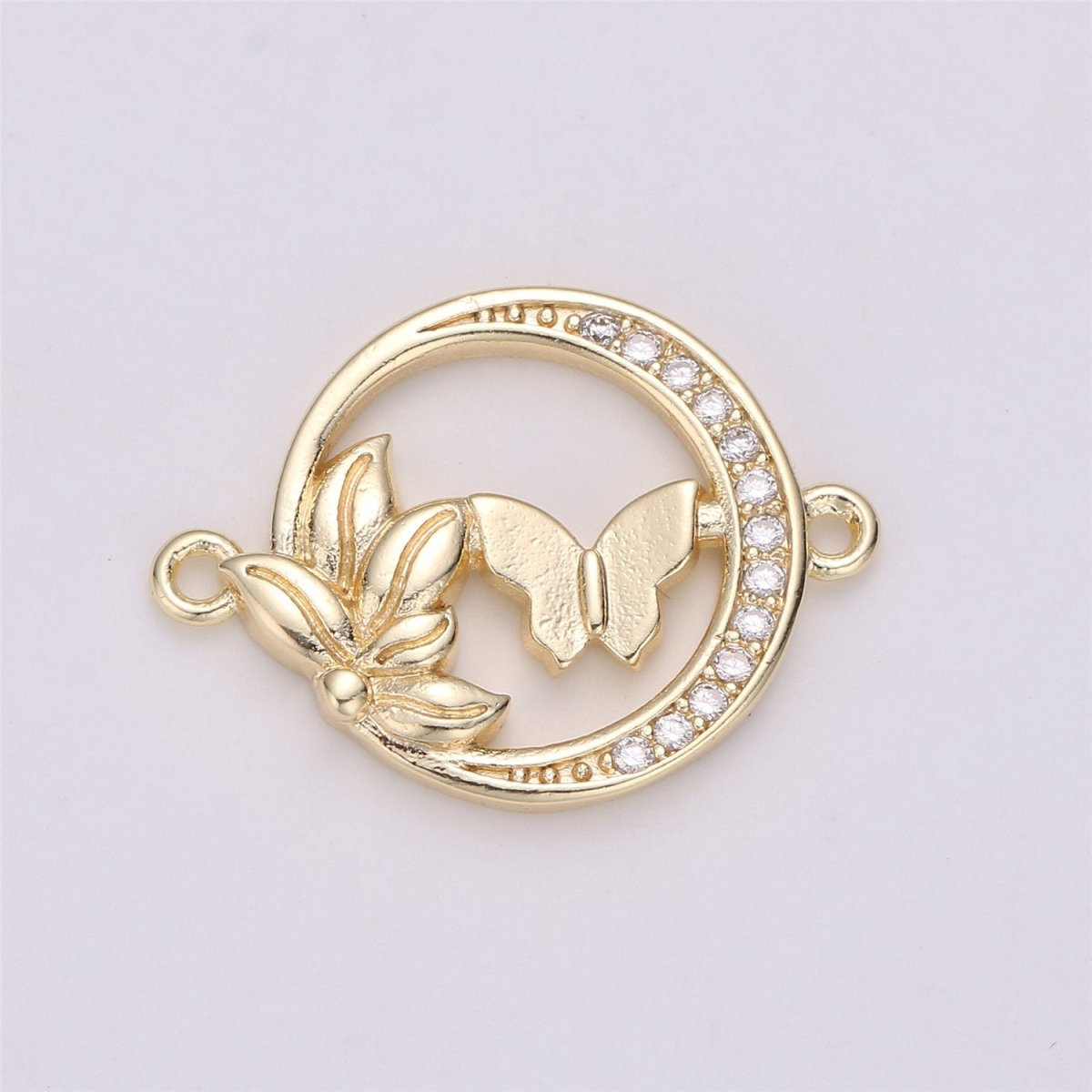 Gold Butterfly Charm Connector , Micro Pave CZ Charm, 18K Gold Filled Pendant Dainty Butterflies Necklace Bracelet Charm for Jewelry Making F-289 - DLUXCA