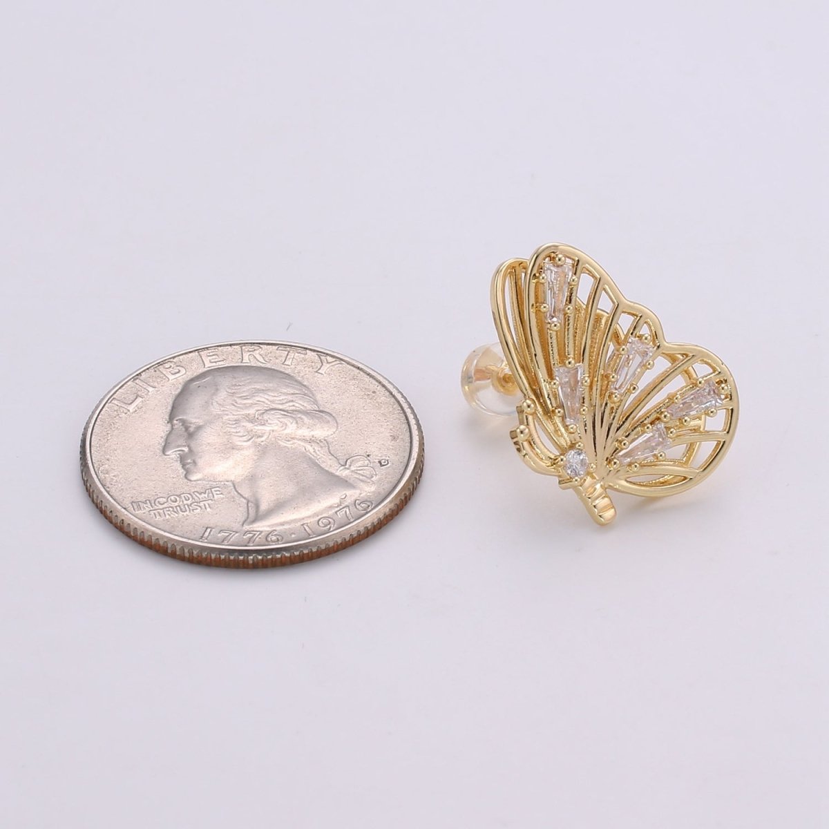 Gold Butterfly Earrings • butterfly stud earrings • Bold earrings • Statement earrings • Big stud earrings • gold stud earrings Q-349 - DLUXCA