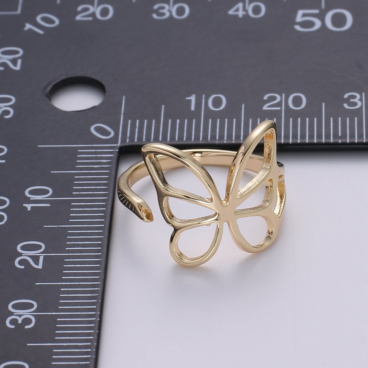 Gold Butterfly Ring, Mariposa Ring, Monarch Ring, Bold Gold Open Adjustable Knot Ring, Animal Gold Minimalist Ring O-314 - DLUXCA