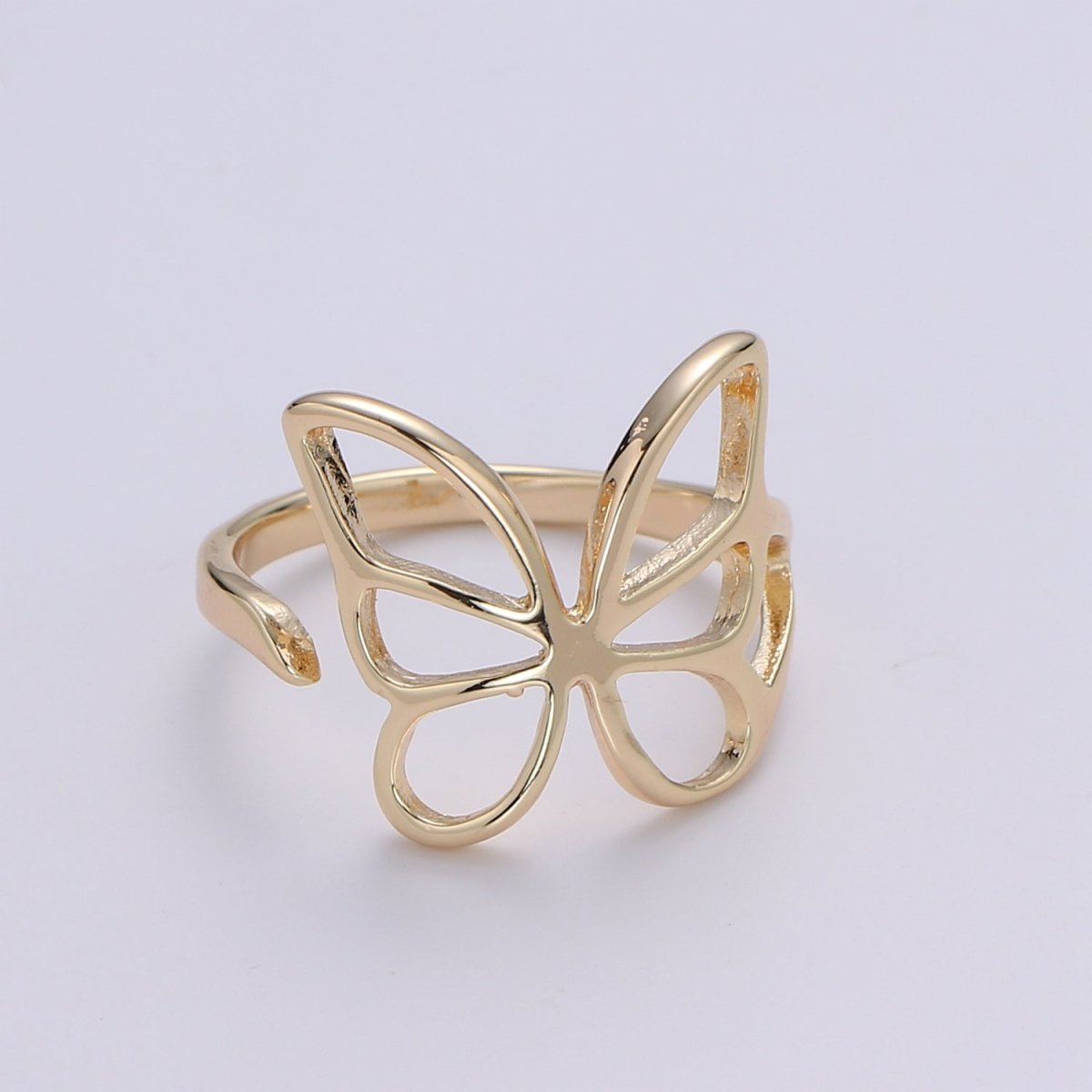 Gold Butterfly Ring, Mariposa Ring, Monarch Ring, Bold Gold Open Adjustable Knot Ring, Animal Gold Minimalist Ring O-314 - DLUXCA