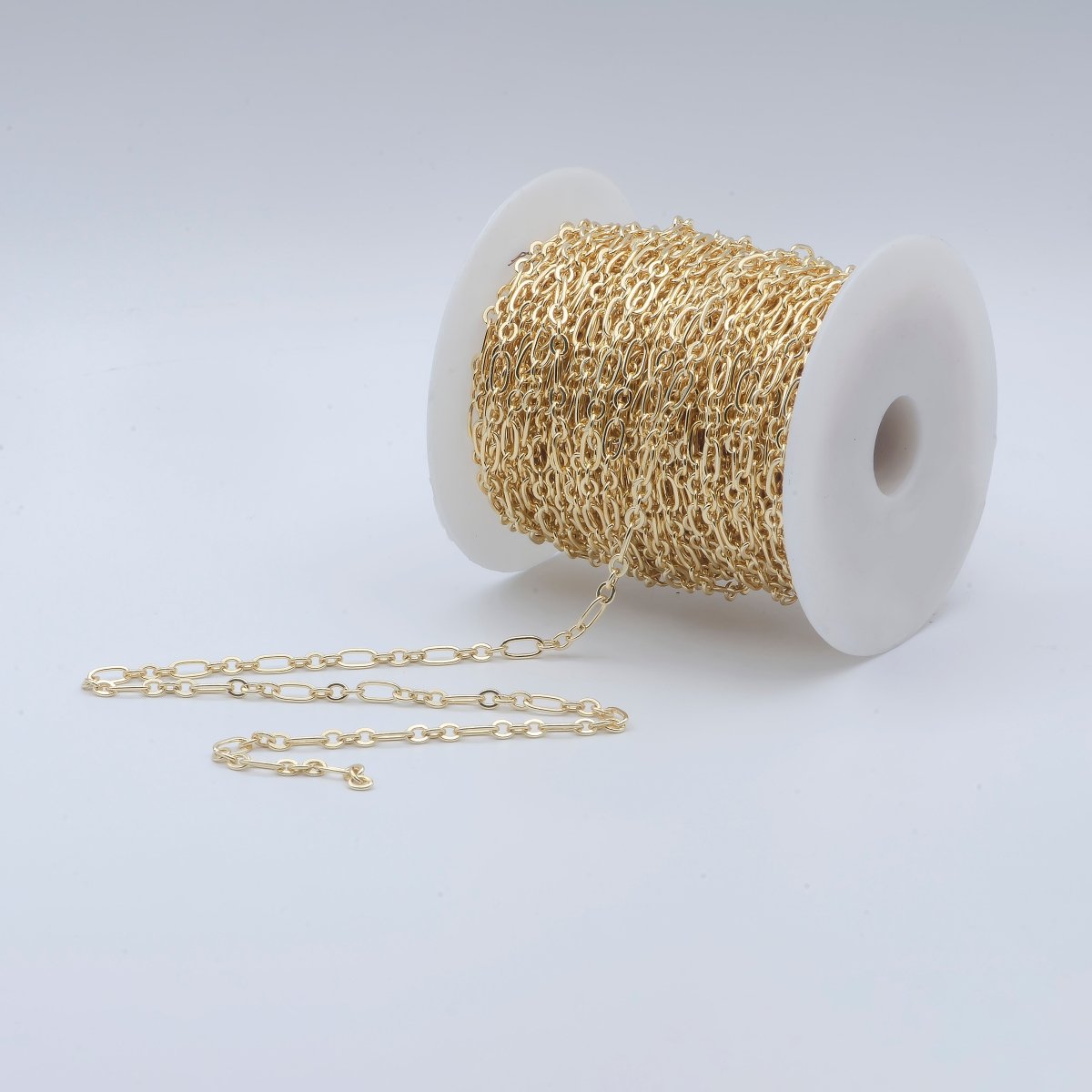 Gold CABLE Chain by Yard, Link Cable Elongate Chain, Wholesale Bulk Roll Chain For Jewelry Making, 3.9mm Width, Unfinished 16K Gold Filled Chain | ROLL-504 ROL-554 Clearance Pricing - DLUXCA