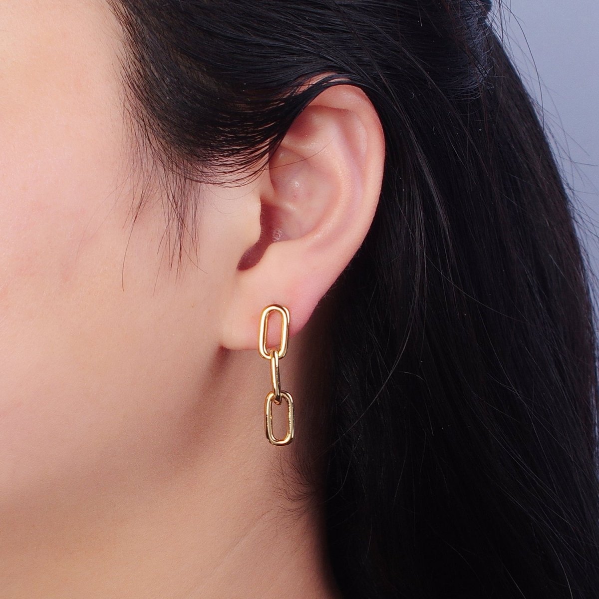 Gold Cable Link Earrings • Minimalist Gold Earrings • Perfect Gift for Her V-176 V-177 - DLUXCA