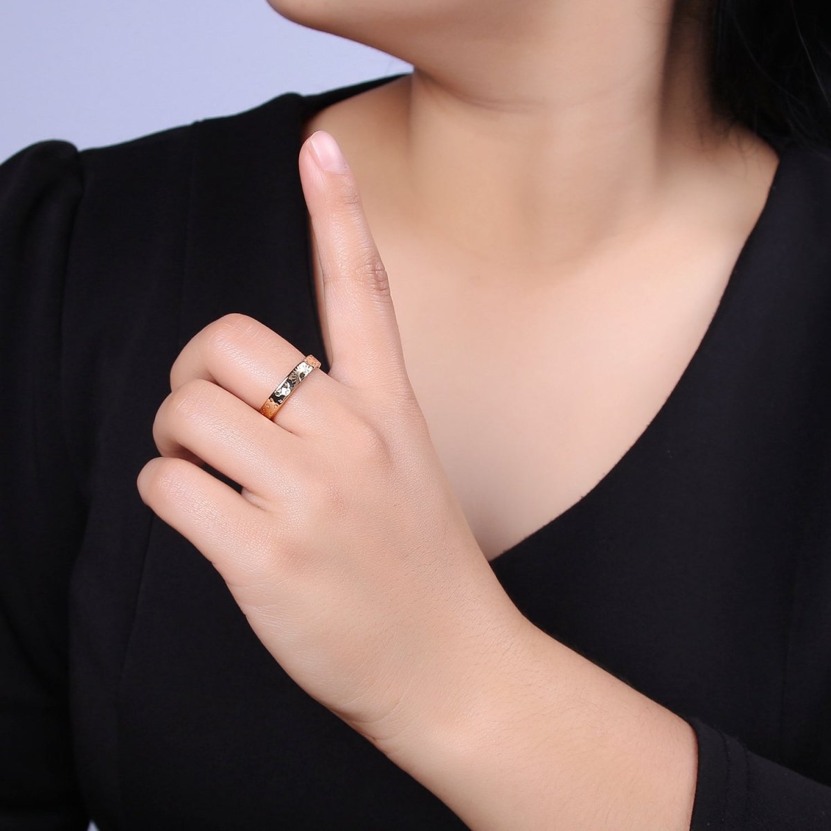 Gold Celestial Astronomy RING SET, Engraved Sun & Moon & Stars Gold Band Rings, 16K Gold Filled Adjustable Rings U-442 - DLUXCA