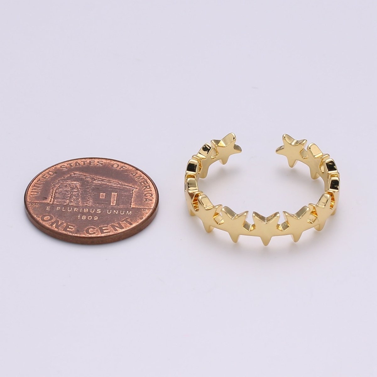 Gold Celestial Star Ring Open Ring for Statement Ring Stacking Jewelry Size 5.5 Ring 24k Gold Filled Ring R332 - DLUXCA