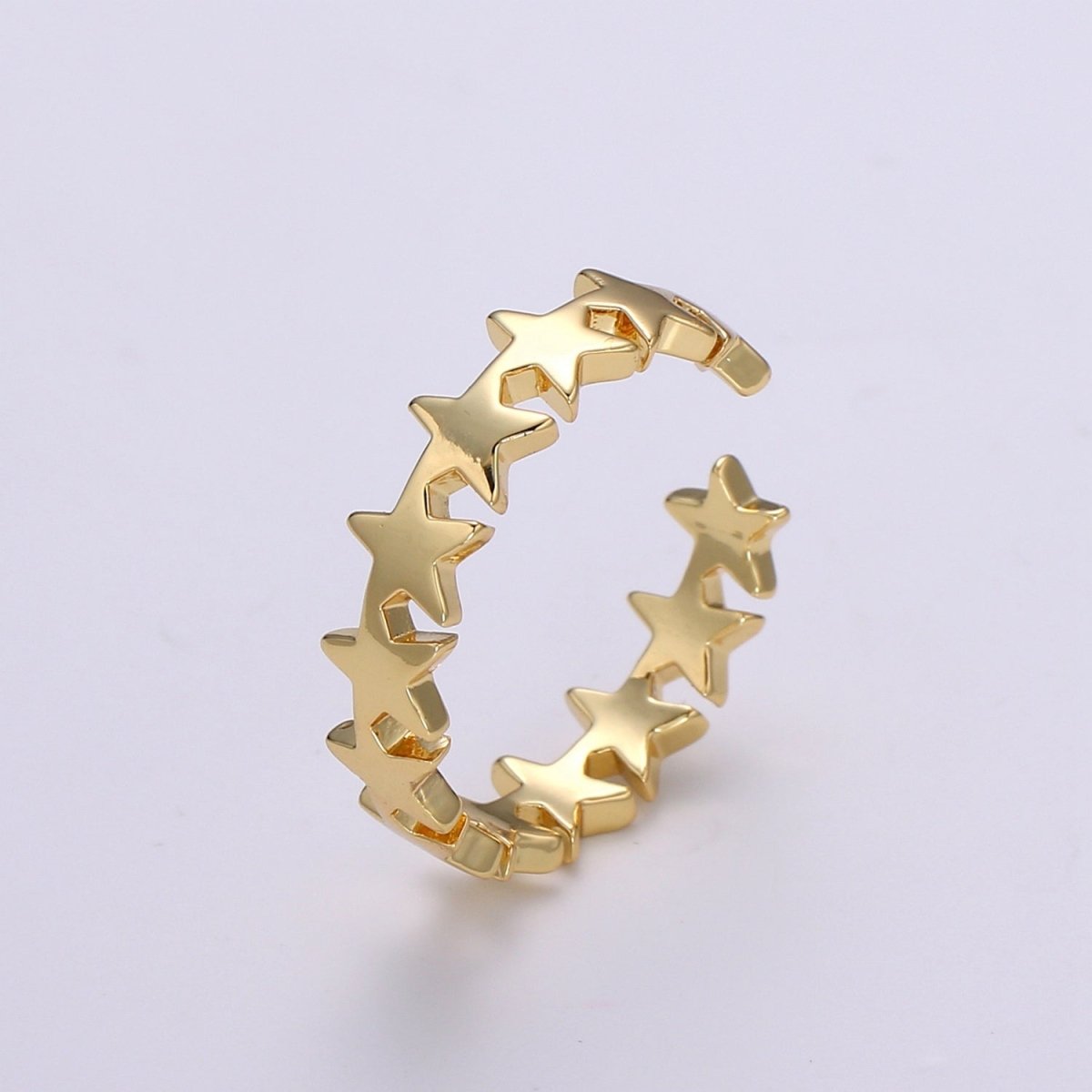 Gold Celestial Star Ring Open Ring for Statement Ring Stacking Jewelry Size 5.5 Ring 24k Gold Filled Ring R332 - DLUXCA