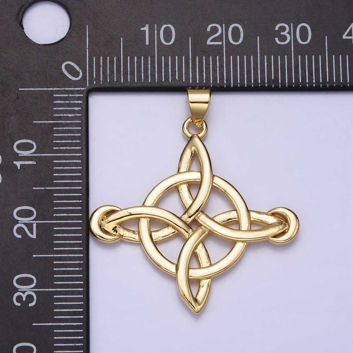 Gold Celtic Eternity Knot Circle Pendant Charm Irish Saint Patrick Jewelry Inspired AA151 - DLUXCA