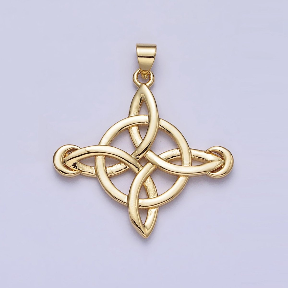 Gold Celtic Eternity Knot Circle Pendant Charm Irish Saint Patrick Jewelry Inspired AA151 - DLUXCA