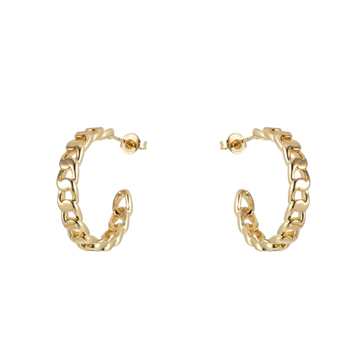 Gold Chain Hoop Earrings, Miami Cuban Chain Hoop Earrings Minimalist Jewelry, Cuban Link Earring, Everyday Earrings P-221 - DLUXCA