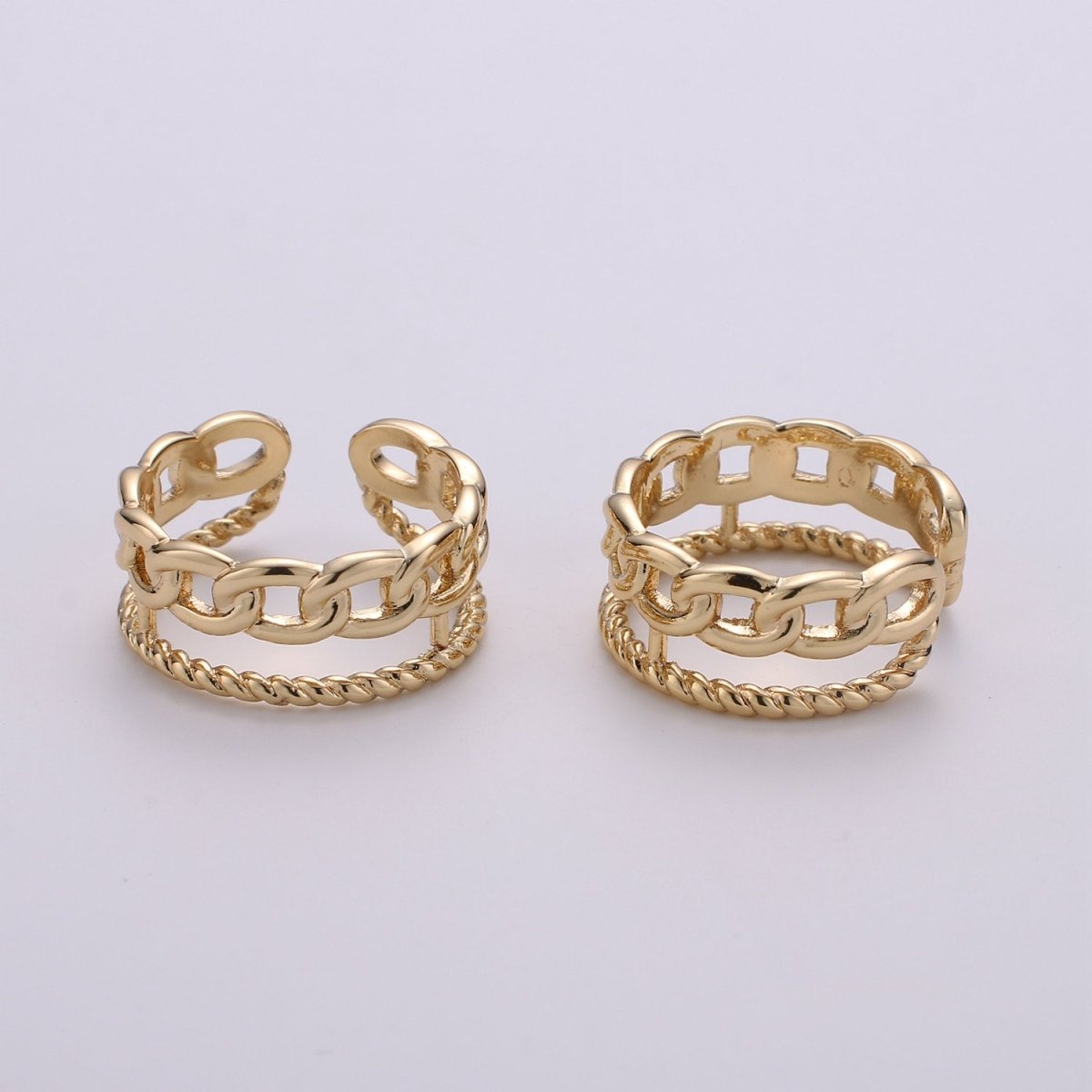 Gold Chain Ring, Bold Ring, Gold Ring, Chunky Ring, Ring, Stackable Ring, Adjustable Ring, Gold Stacking Ring R-001 - DLUXCA