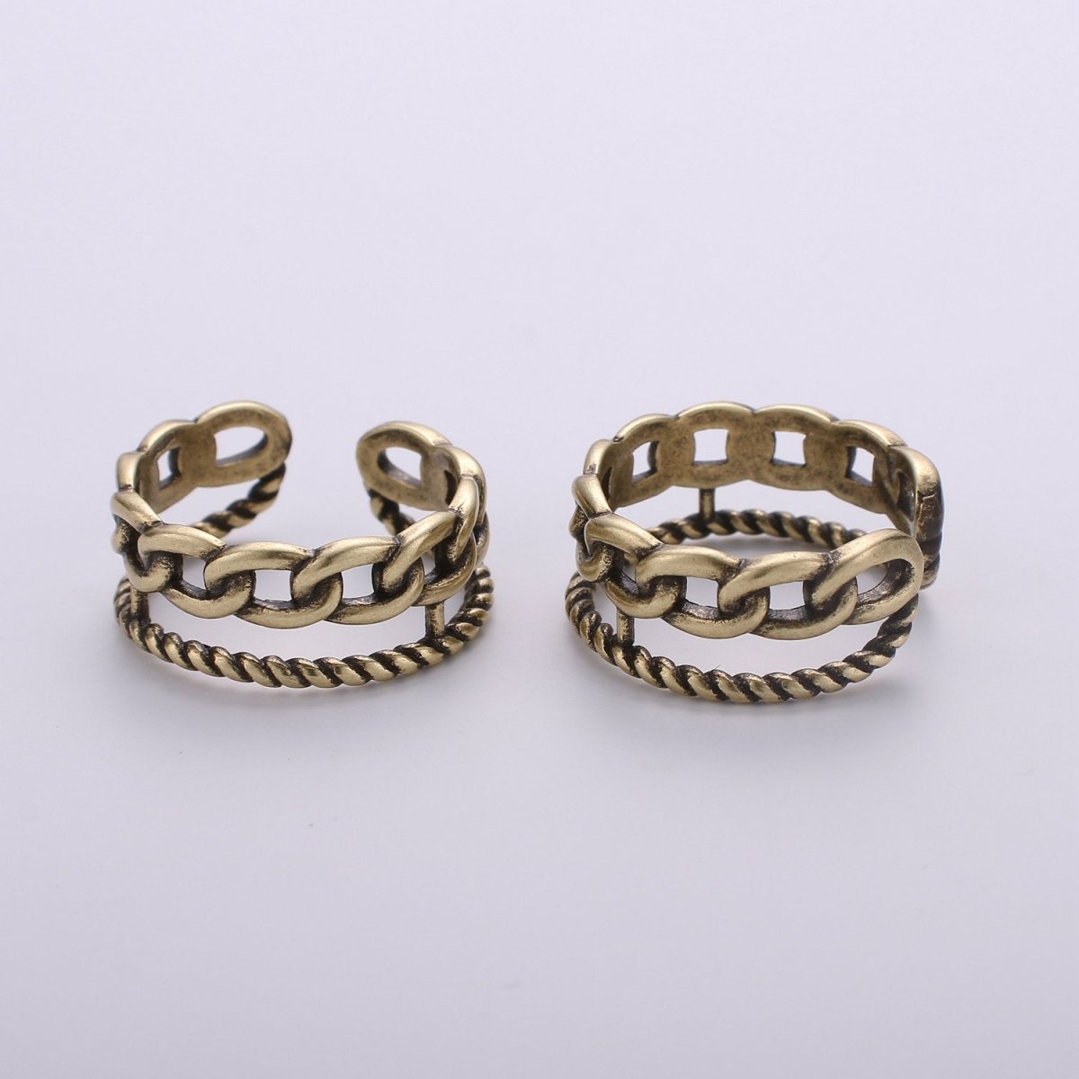 Gold Chain Ring, Bold Ring, Gold Ring, Chunky Ring, Ring, Stackable Ring, Adjustable Ring, Gold Stacking Ring R-001 - DLUXCA