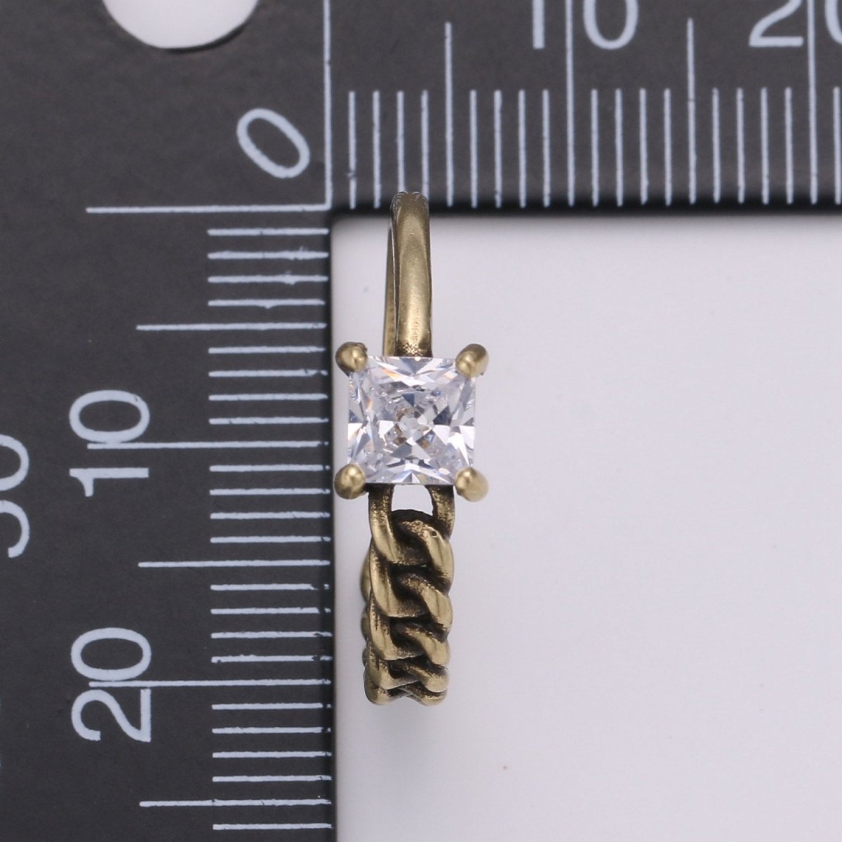 Gold Chain Ring, Statement Ring, Minimalist pLink Chain Ring, Stackable Ring Dainty Ring w/ CZ Stone Antique Gold Ring adjustable R-023 R-024 - DLUXCA