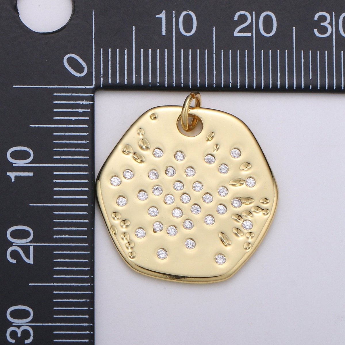 Gold Charm, Bubble Charm, Bubble Pendant, Bubble Octagon Charm, Tiny Bubble Charm 14k Gold Filled Charm D-717 - DLUXCA