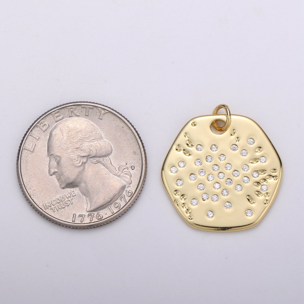 Gold Charm, Bubble Charm, Bubble Pendant, Bubble Octagon Charm, Tiny Bubble Charm 14k Gold Filled Charm D-717 - DLUXCA