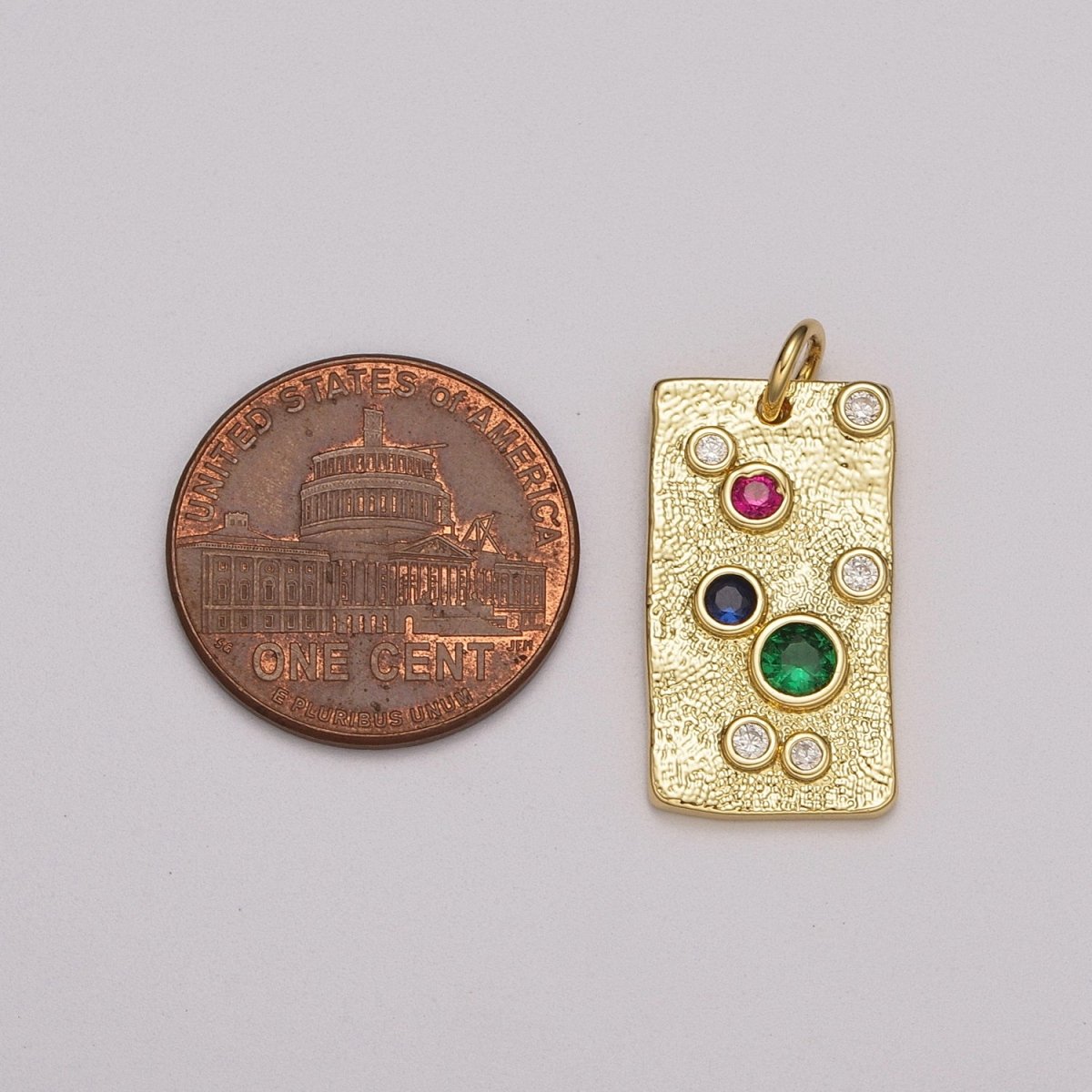 Gold Charm, Rainbow Bubble Charm, Bubble Pendant, Bubble Tag Charm, Tiny Bubble Rectangle Charm 14k Gold Filled Charm M-526 - DLUXCA