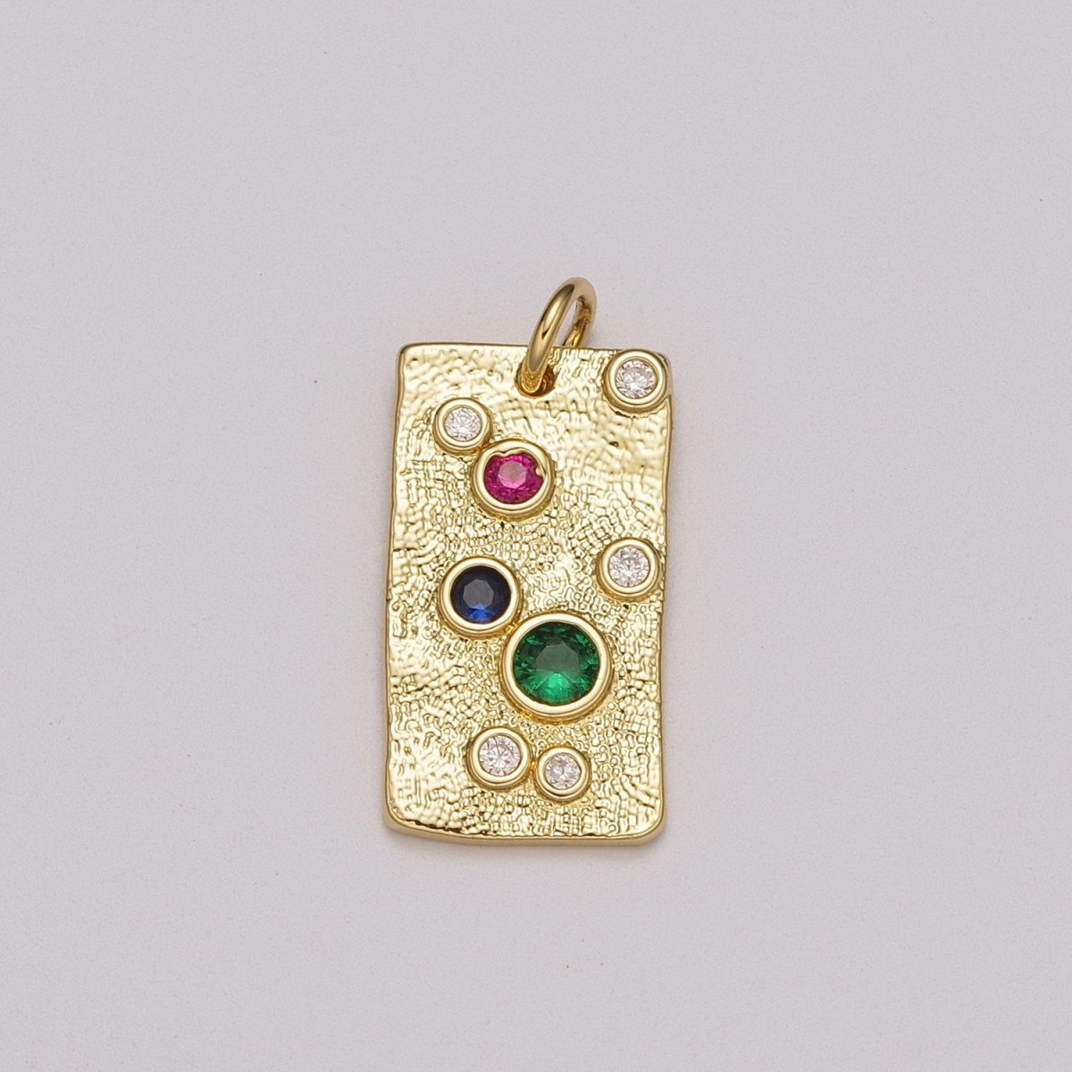 Gold Charm, Rainbow Bubble Charm, Bubble Pendant, Bubble Tag Charm, Tiny Bubble Rectangle Charm 14k Gold Filled Charm M-526 - DLUXCA